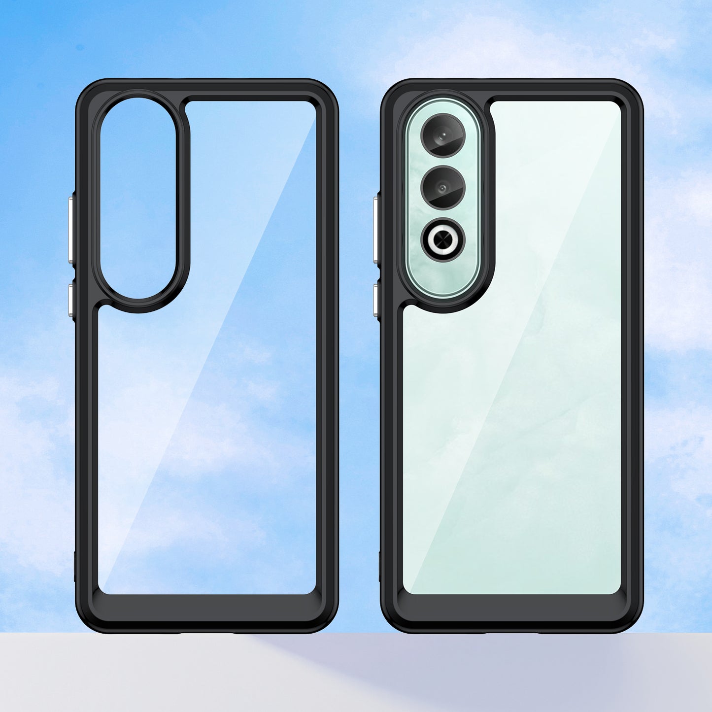 For OnePlus Nord CE4 5G Case Drop-Proof TPU Frame Clear Acrylic Protective Phone Shell - Black