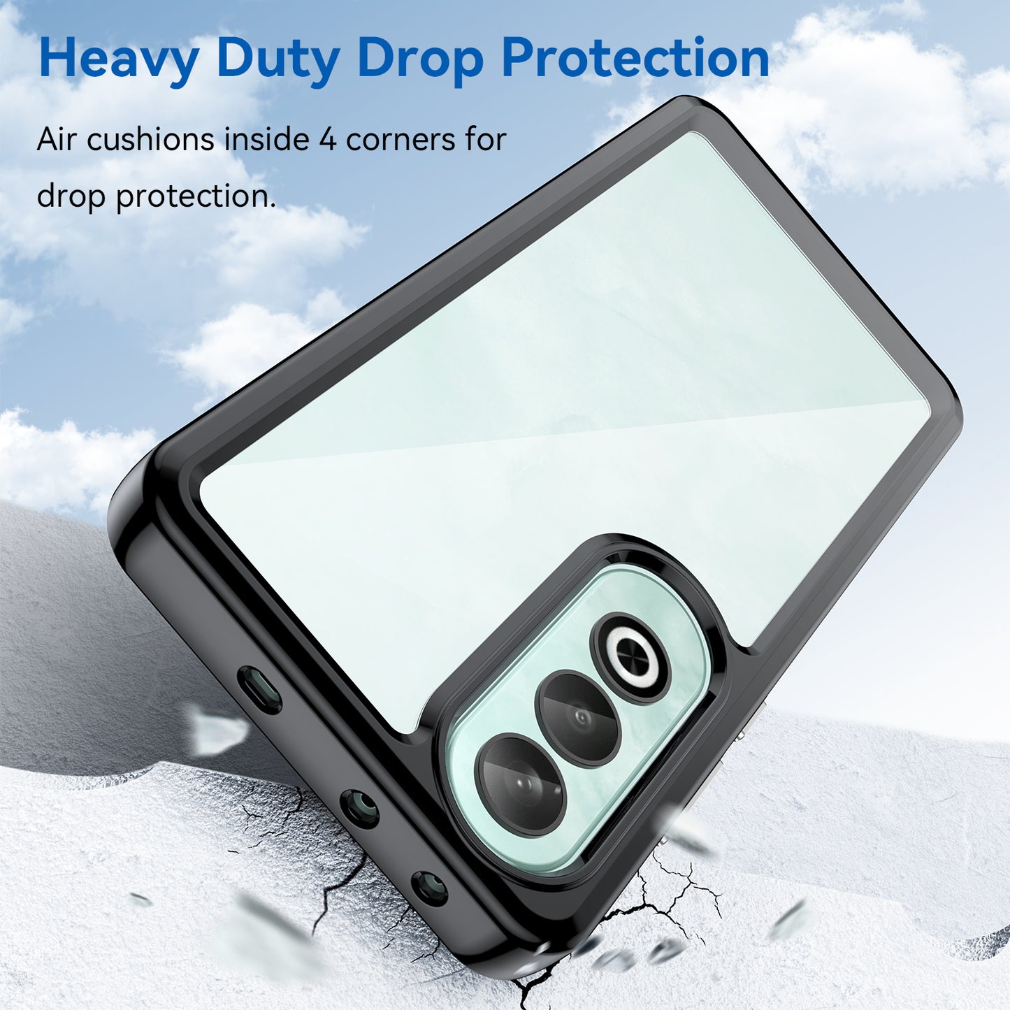 For OnePlus Nord CE4 5G Case Drop-Proof TPU Frame Clear Acrylic Protective Phone Shell - Black