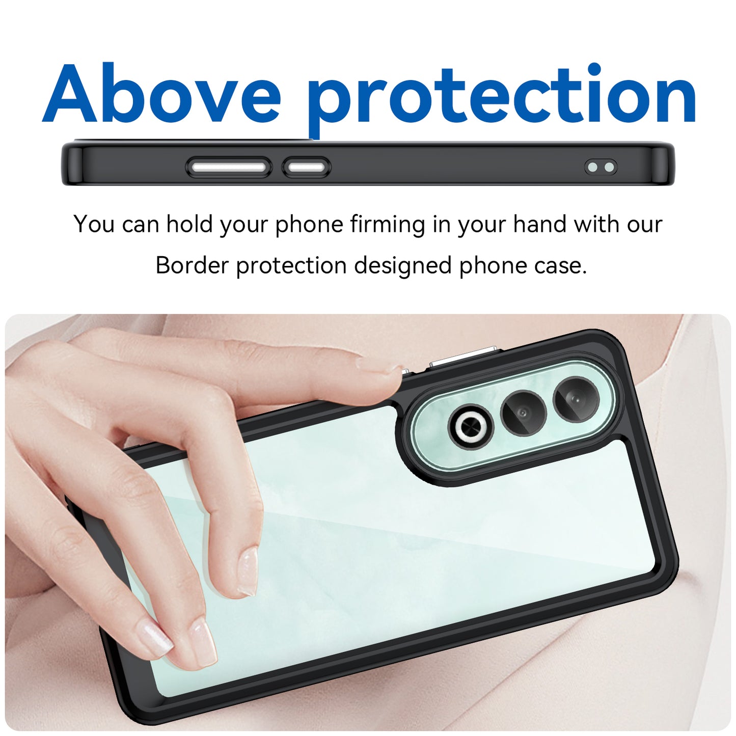 For OnePlus Nord CE4 5G Case Drop-Proof TPU Frame Clear Acrylic Protective Phone Shell - Black