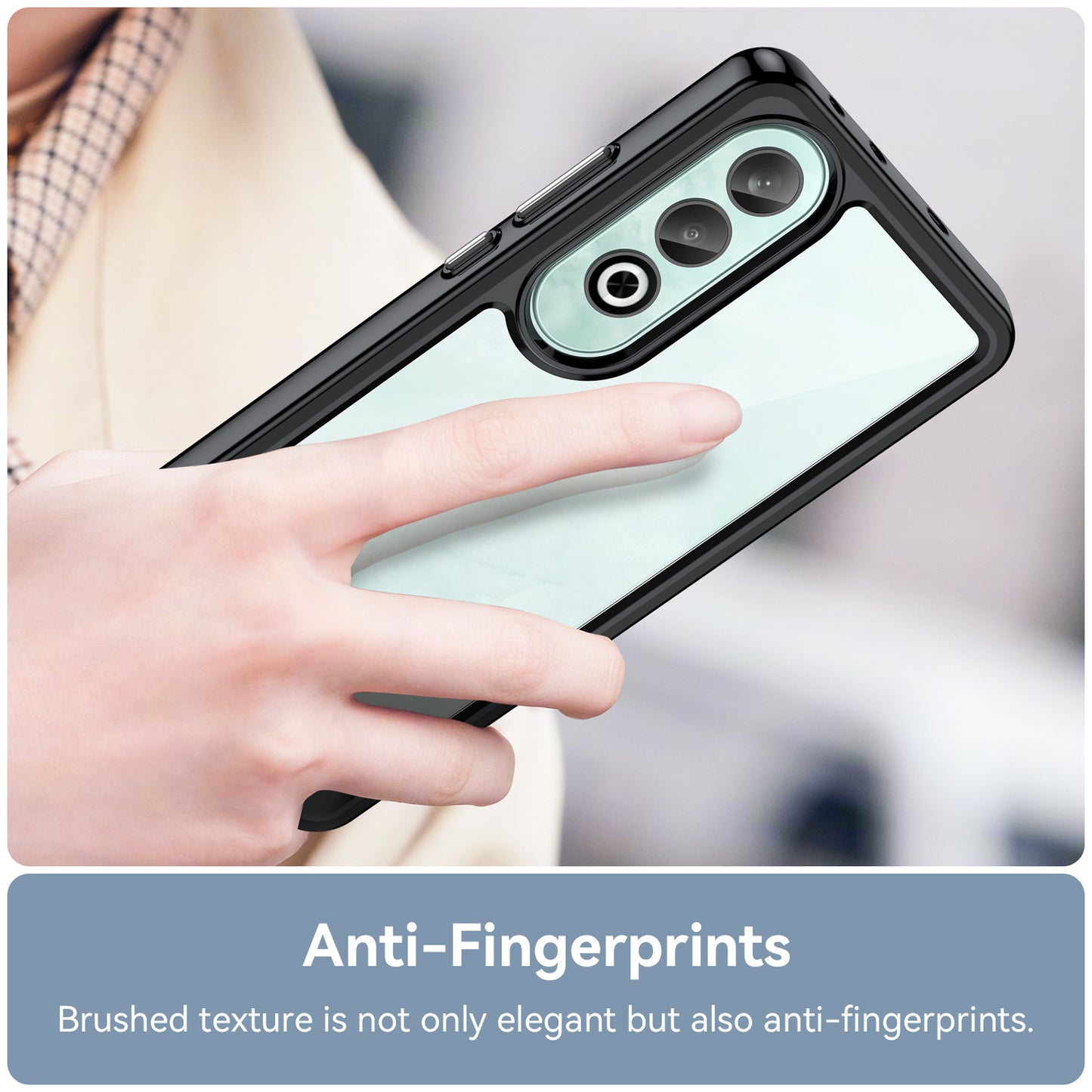 For OnePlus Nord CE4 5G Case Drop-Proof TPU Frame Clear Acrylic Protective Phone Shell - Black