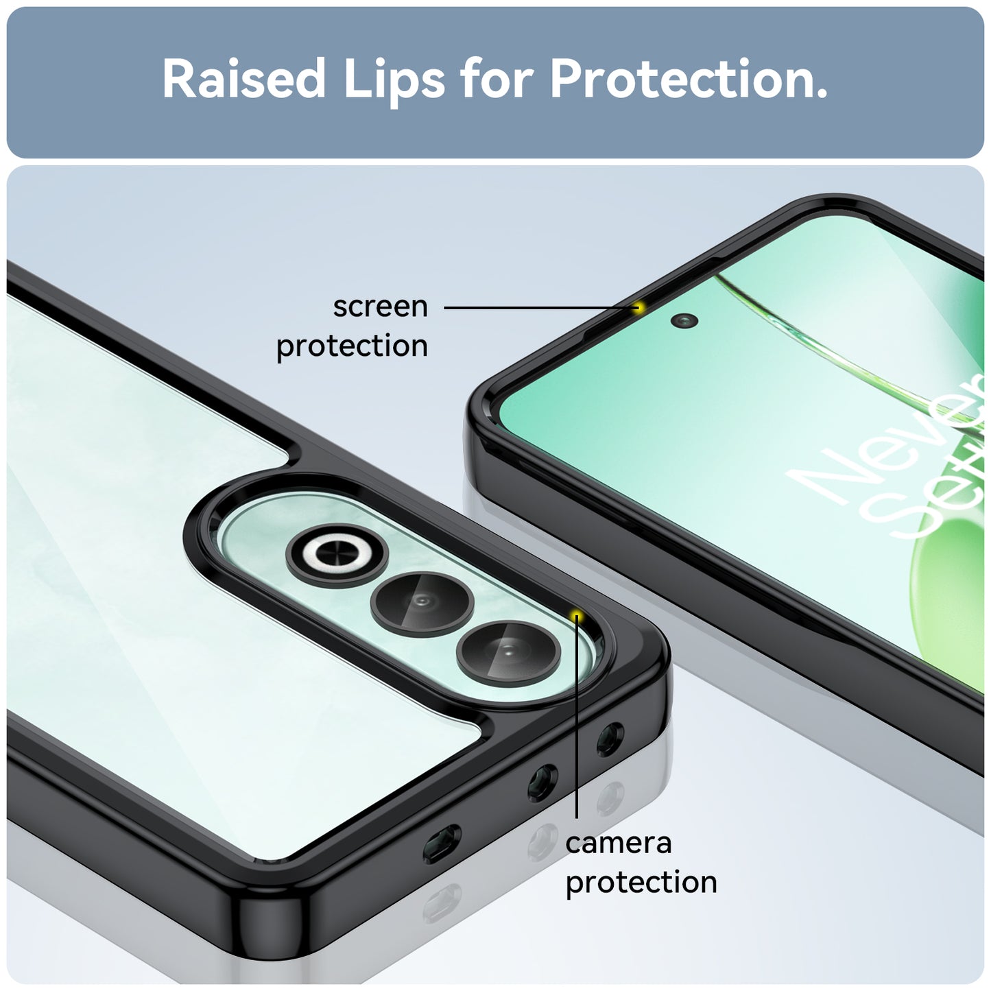 For OnePlus Nord CE4 5G Case Drop-Proof TPU Frame Clear Acrylic Protective Phone Shell - Black