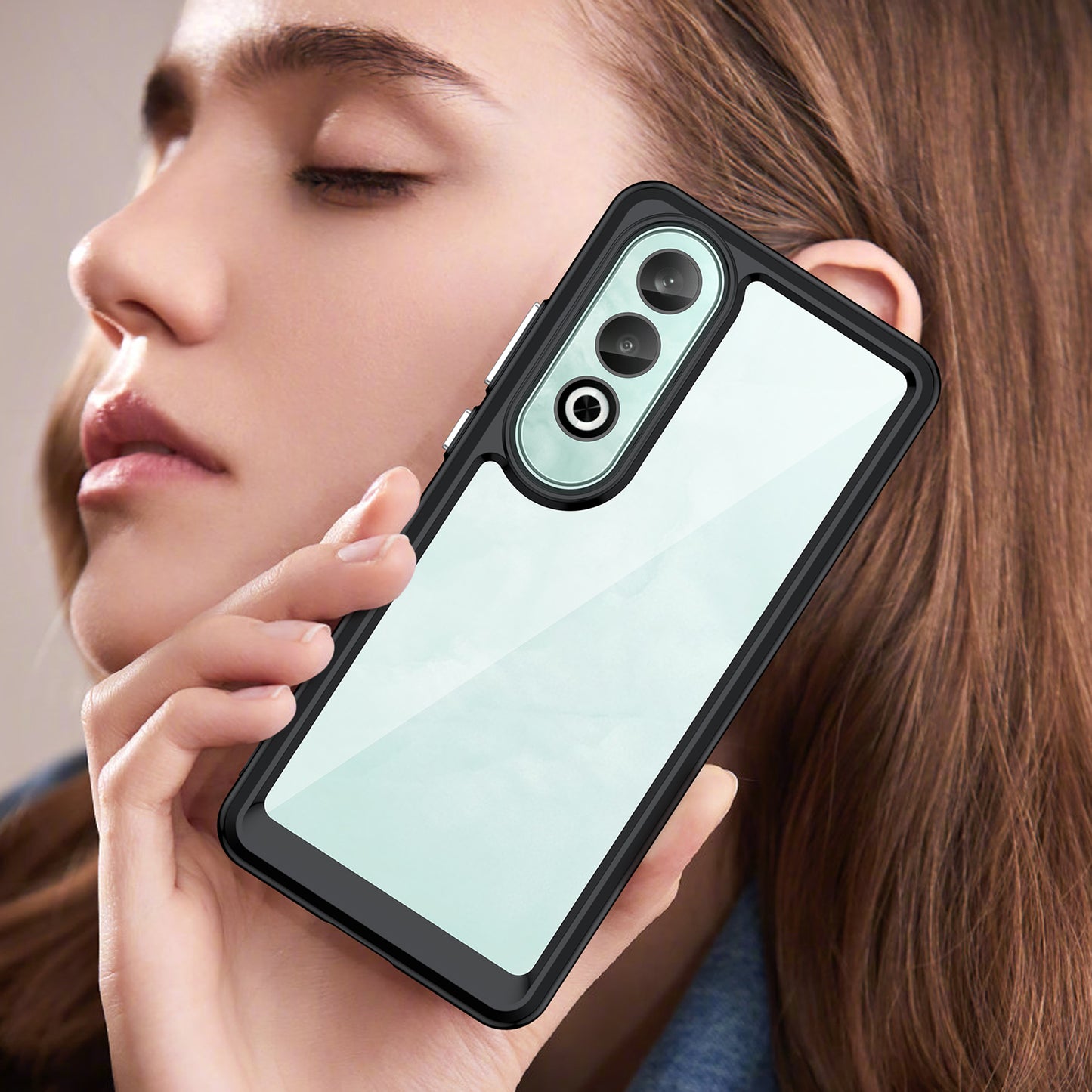 For OnePlus Nord CE4 5G Case Drop-Proof TPU Frame Clear Acrylic Protective Phone Shell - Black