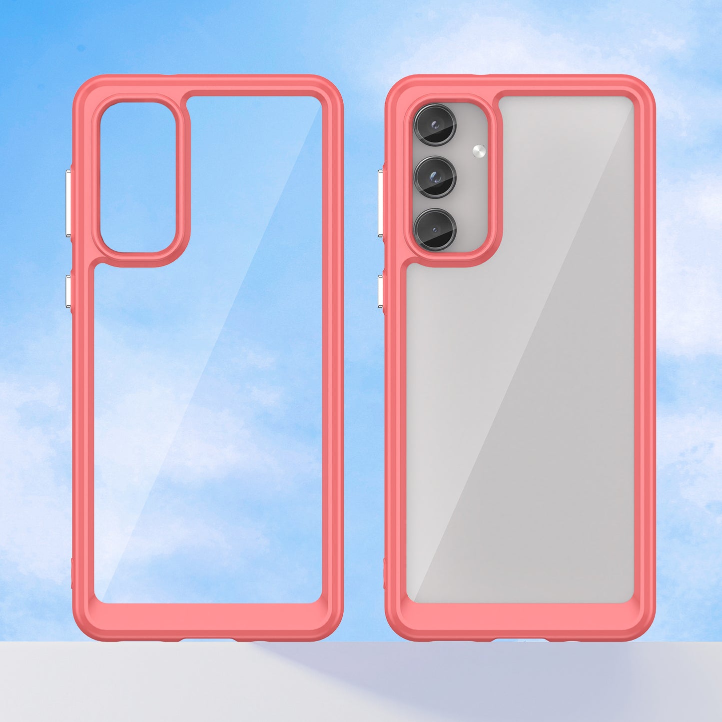 For Samsung Galaxy M55 5G Case TPU Frame Clear Acrylic Protective Phone Cover - Red