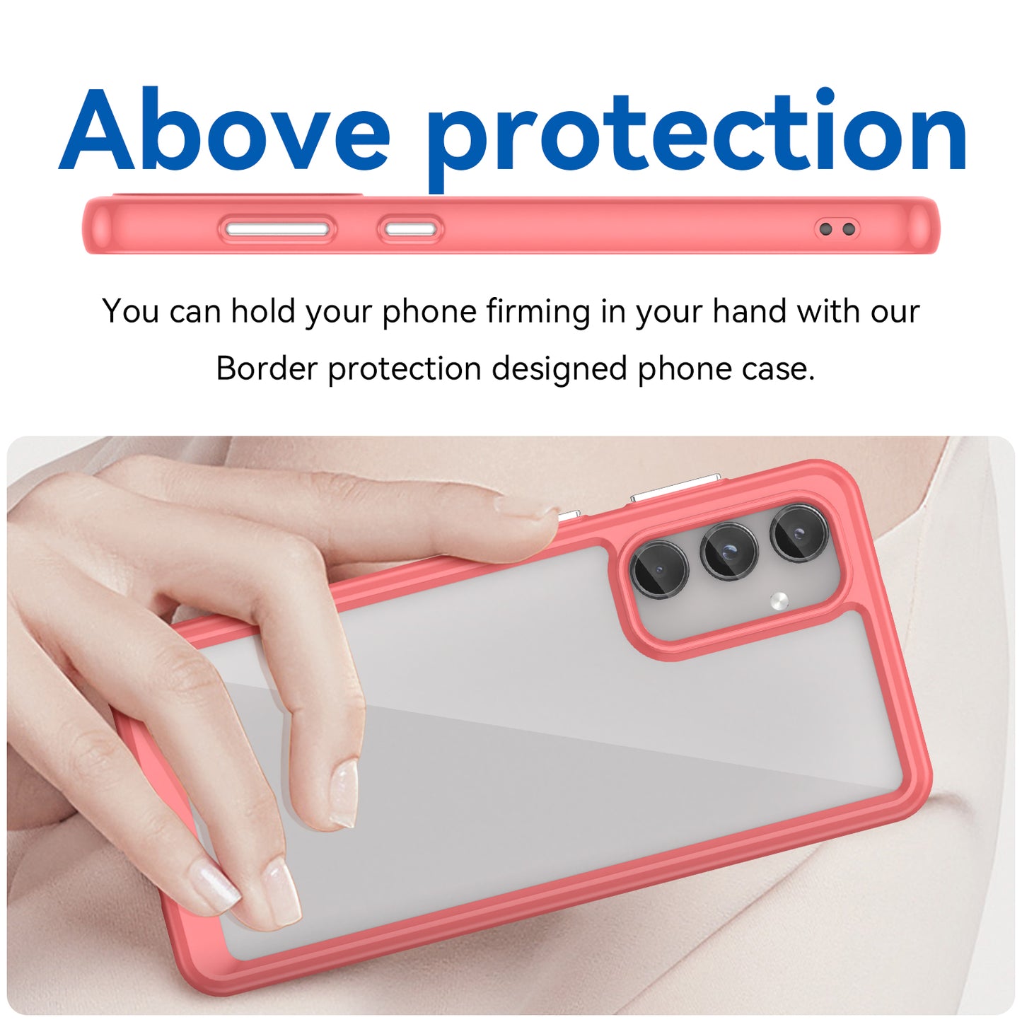 For Samsung Galaxy M55 5G Case TPU Frame Clear Acrylic Protective Phone Cover - Red