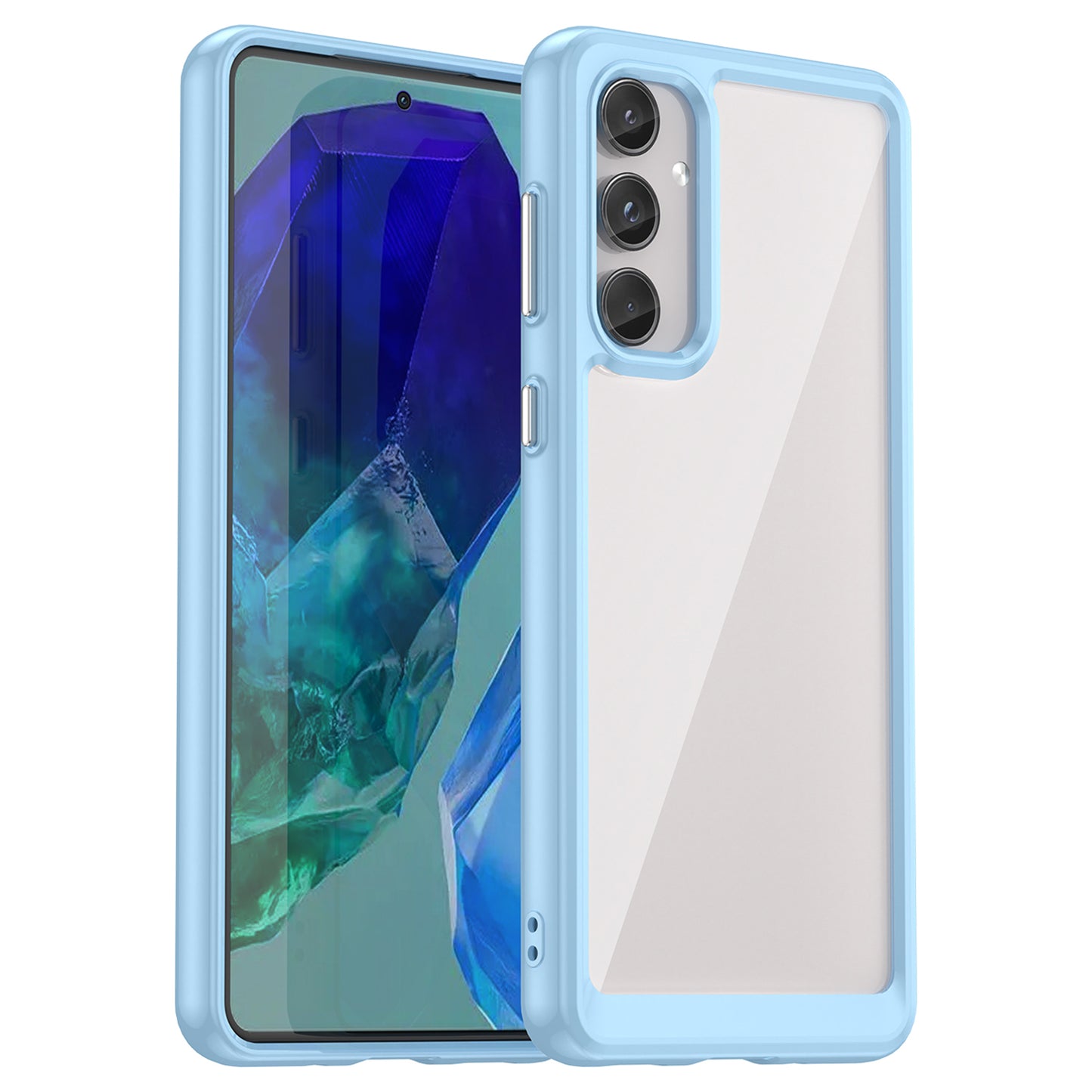 For Samsung Galaxy M55 5G Case TPU Frame Clear Acrylic Protective Phone Cover - Blue