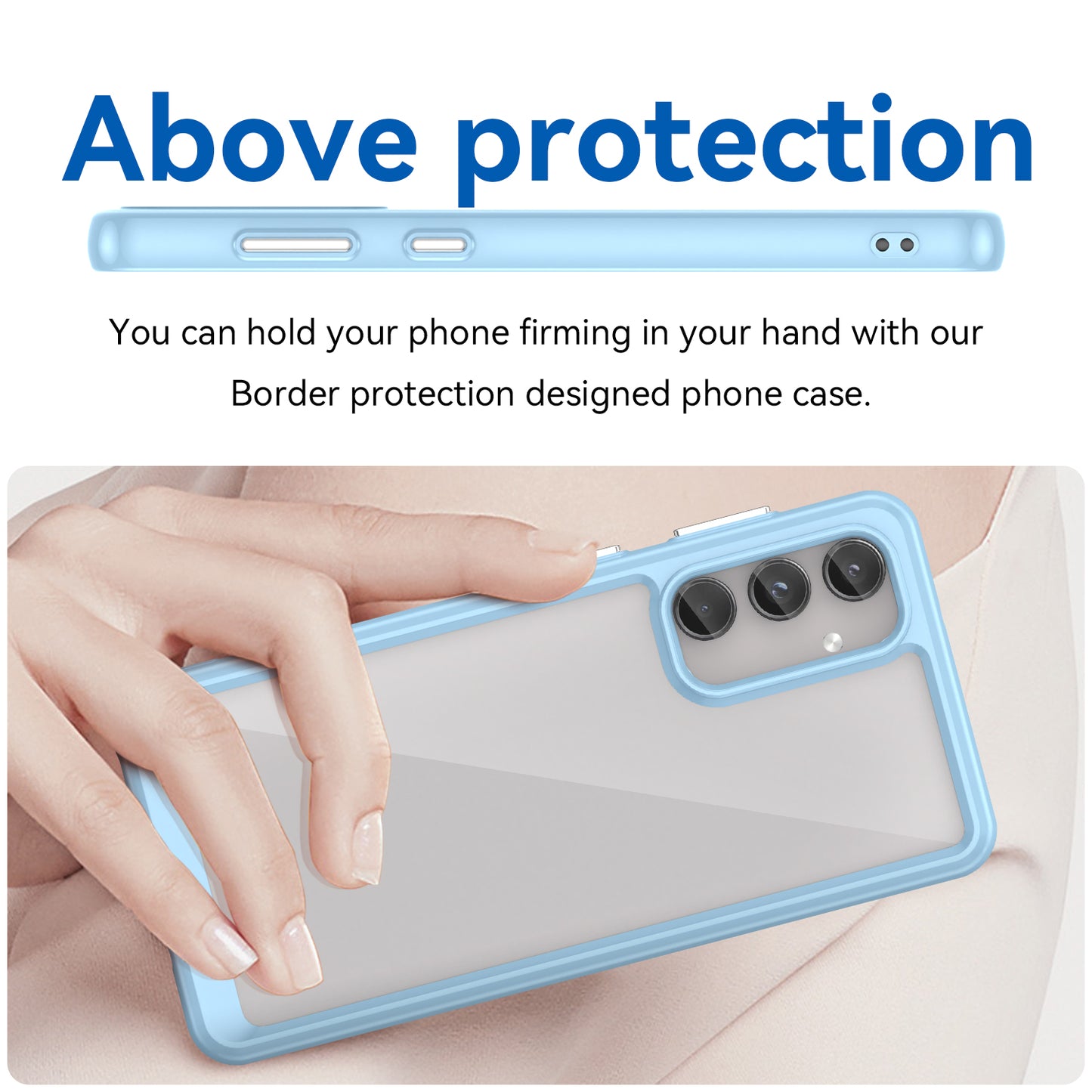 For Samsung Galaxy M55 5G Case TPU Frame Clear Acrylic Protective Phone Cover - Blue