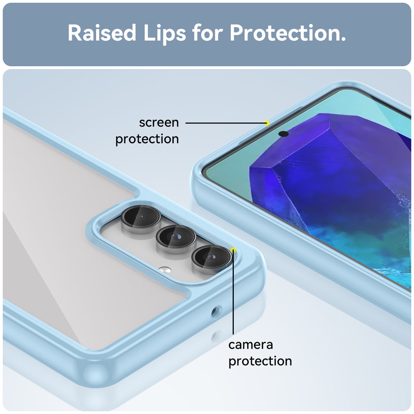 For Samsung Galaxy M55 5G Case TPU Frame Clear Acrylic Protective Phone Cover - Blue