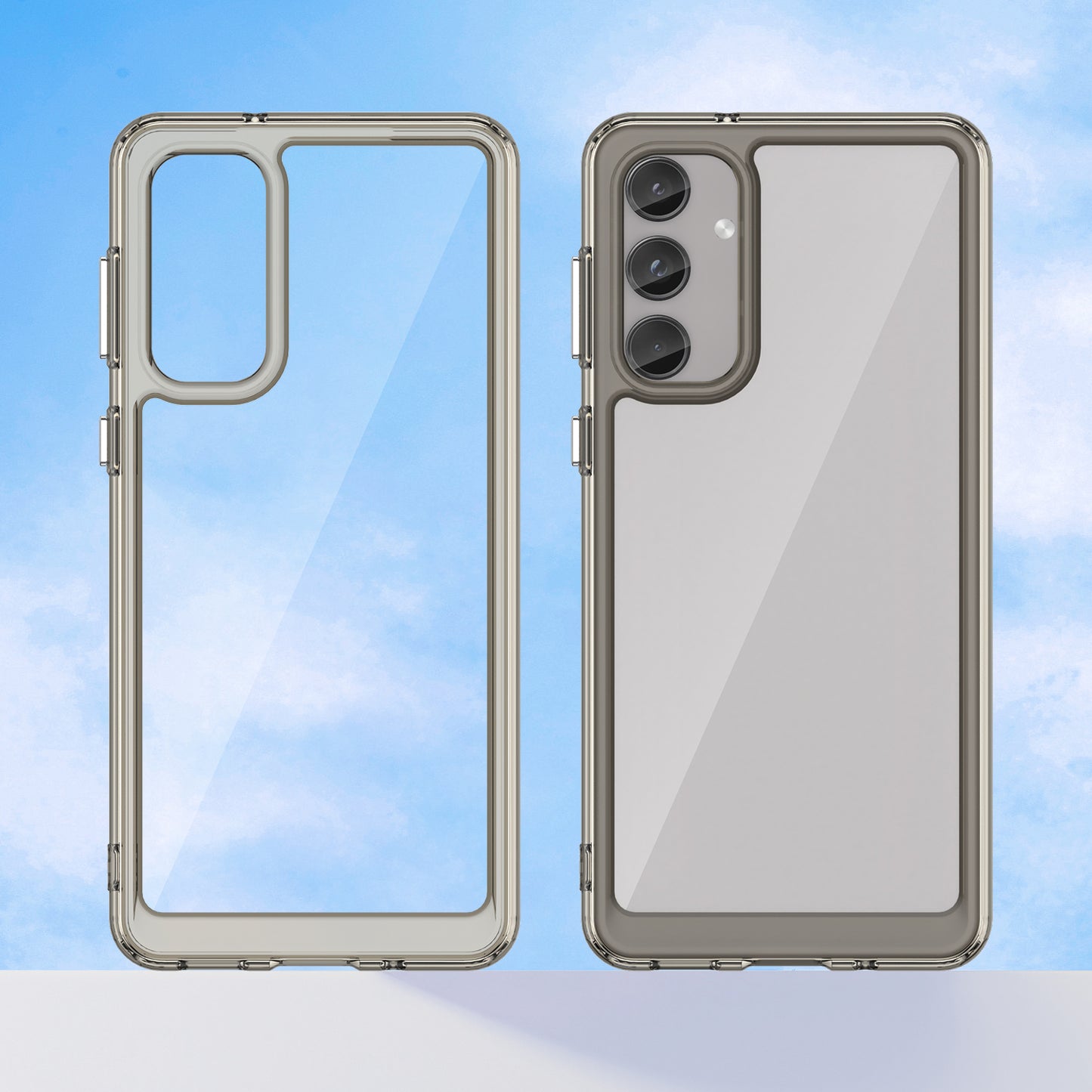 For Samsung Galaxy M55 5G Case TPU Frame Clear Acrylic Protective Phone Cover - Transparent Grey