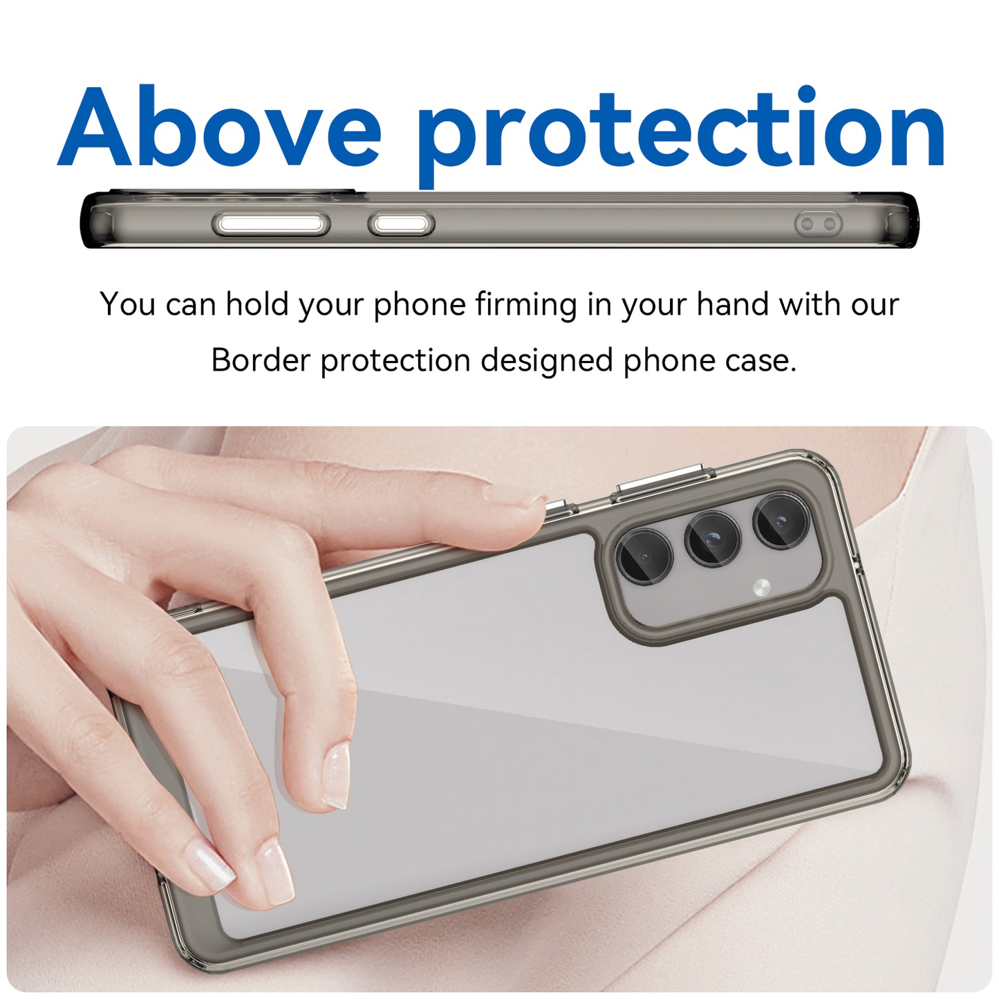 For Samsung Galaxy M55 5G Case TPU Frame Clear Acrylic Protective Phone Cover - Transparent Grey