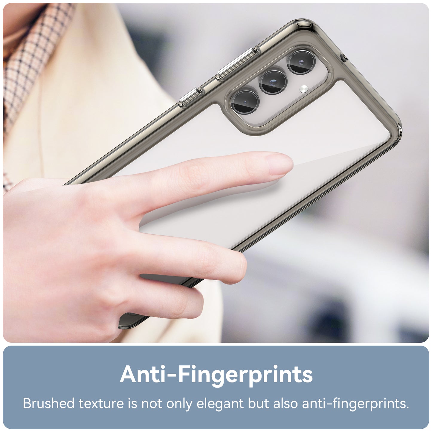 For Samsung Galaxy M55 5G Case TPU Frame Clear Acrylic Protective Phone Cover - Transparent Grey