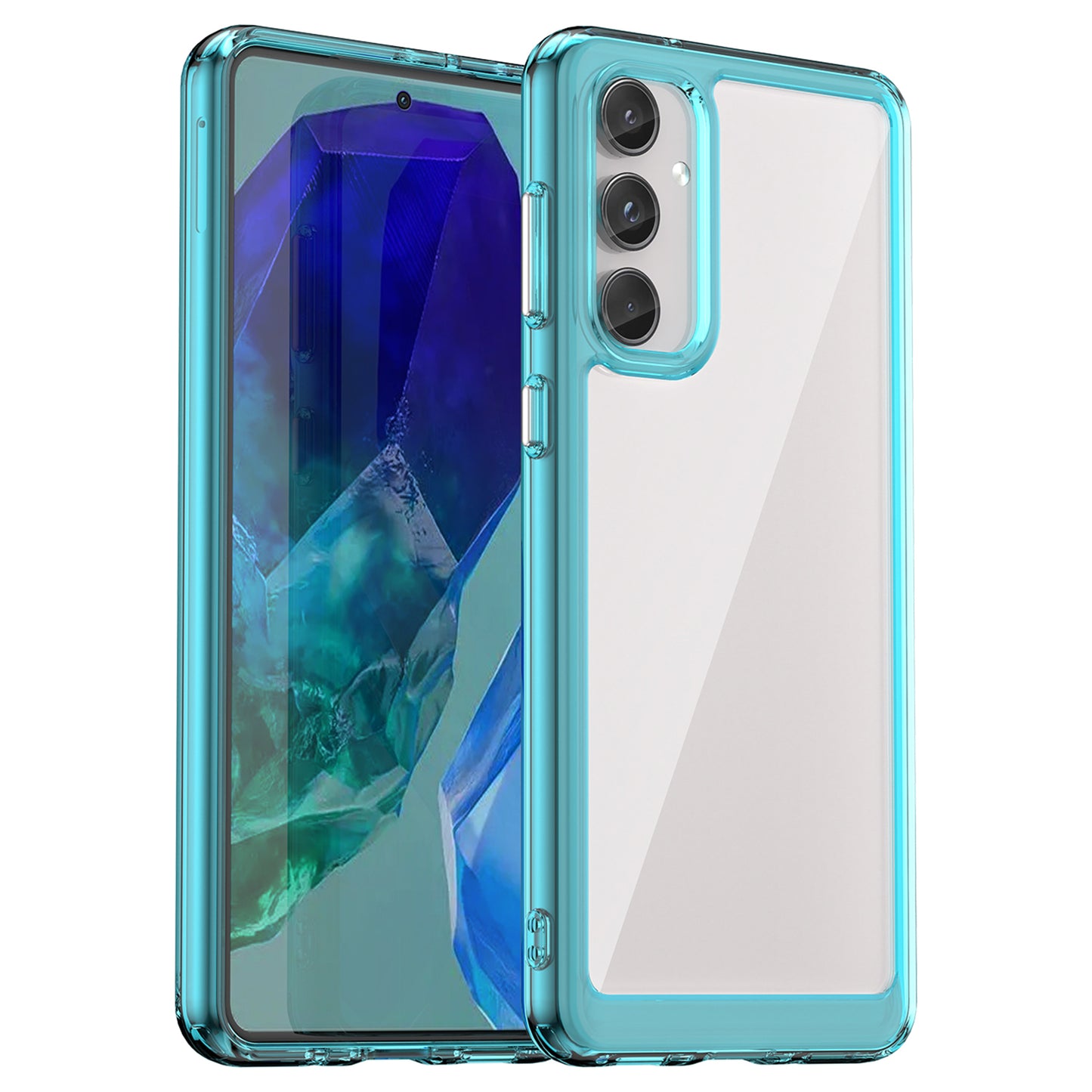 For Samsung Galaxy M55 5G Case TPU Frame Clear Acrylic Protective Phone Cover - Transparent Blue