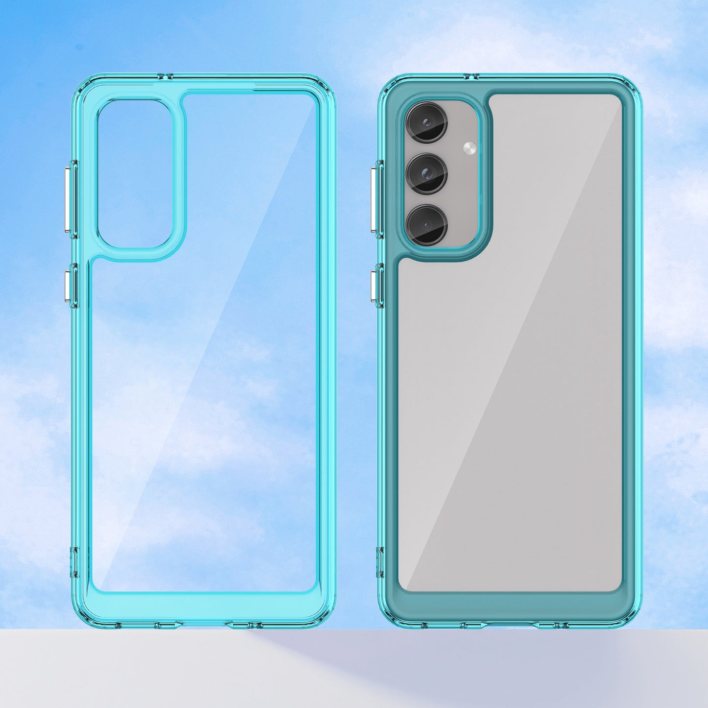 For Samsung Galaxy M55 5G Case TPU Frame Clear Acrylic Protective Phone Cover - Transparent Blue