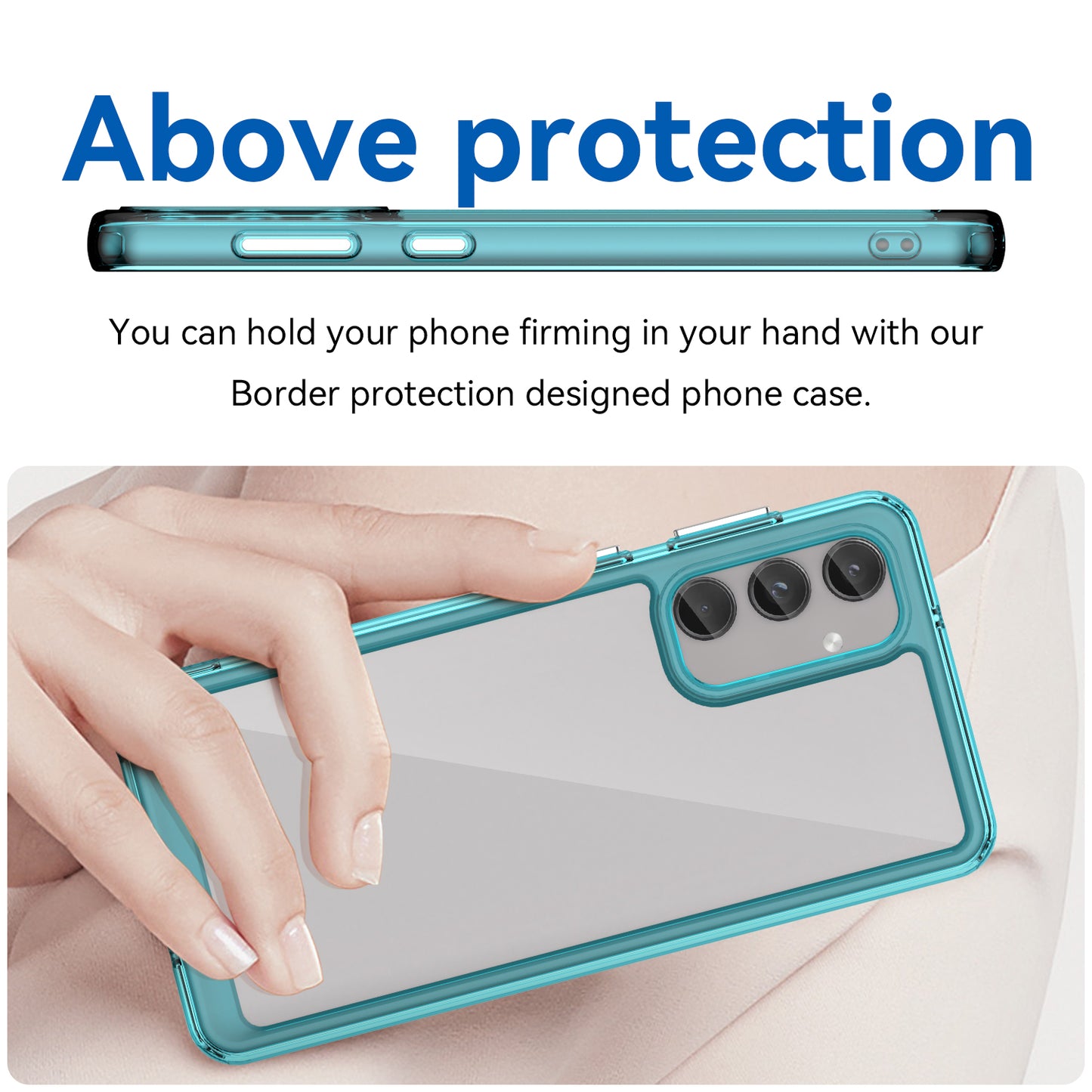 For Samsung Galaxy M55 5G Case TPU Frame Clear Acrylic Protective Phone Cover - Transparent Blue