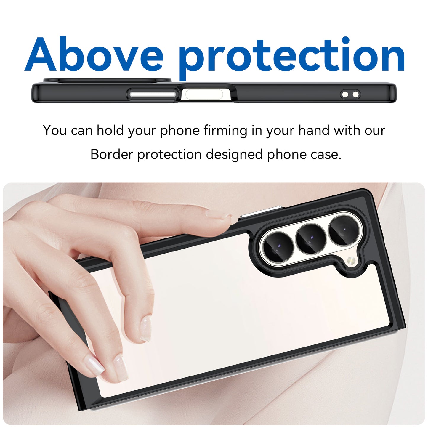 For Samsung Galaxy Z Fold6 5G Case Protective TPU+Acrylic Phone Mobile Parts Wholesale - Black