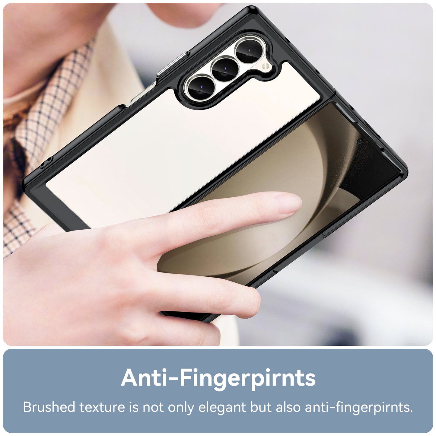 For Samsung Galaxy Z Fold6 5G Case Protective TPU+Acrylic Phone Mobile Parts Wholesale - Black