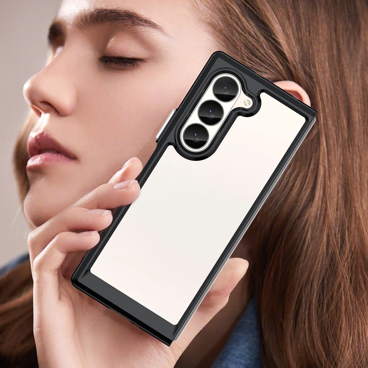 For Samsung Galaxy Z Fold6 5G Case Protective TPU+Acrylic Phone Mobile Parts Wholesale - Black