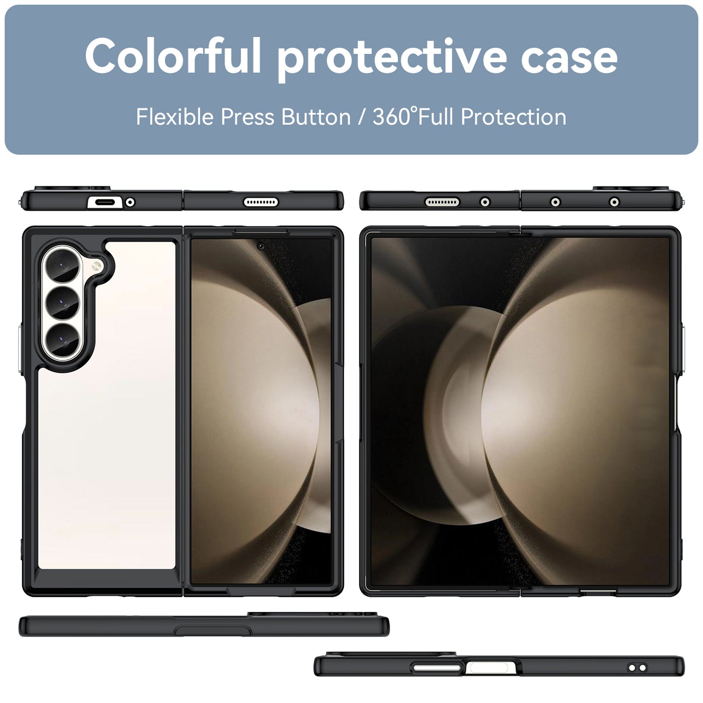 For Samsung Galaxy Z Fold6 5G Case Protective TPU+Acrylic Phone Mobile Parts Wholesale - Black