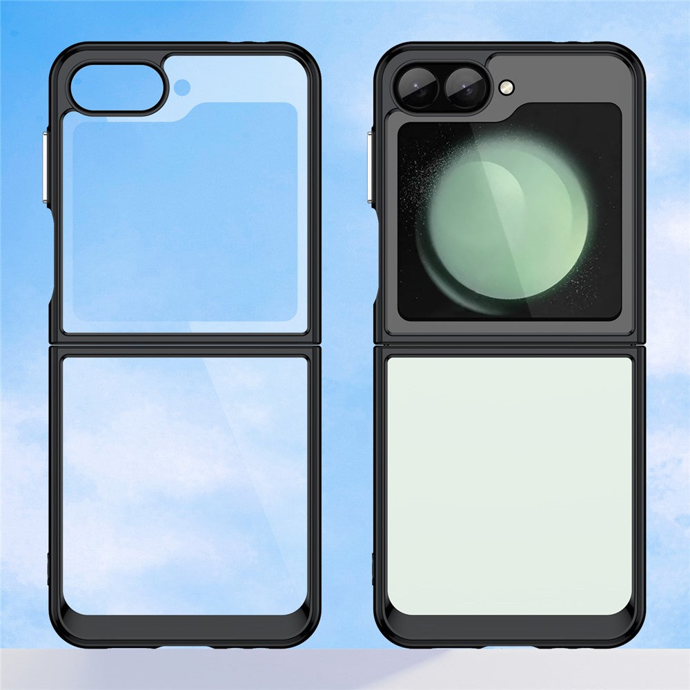 For Samsung Galaxy Z Flip7 FE 5G / Z Flip6 5G Case TPU+Acrylic Shockproof Phone Cover - Black