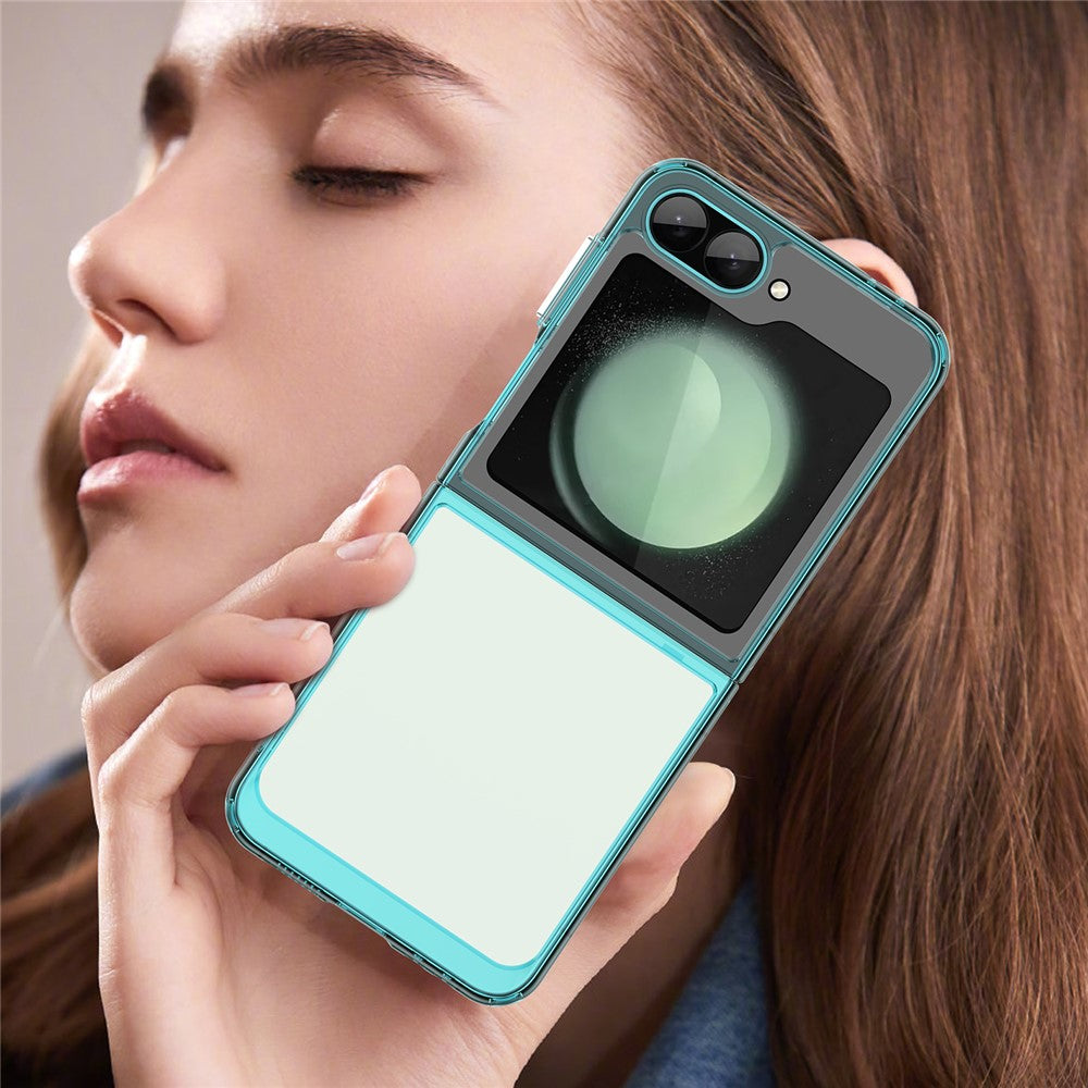 For Samsung Galaxy Z Flip7 FE 5G / Z Flip6 5G Case TPU+Acrylic Shockproof Phone Cover - Transparent Blue
