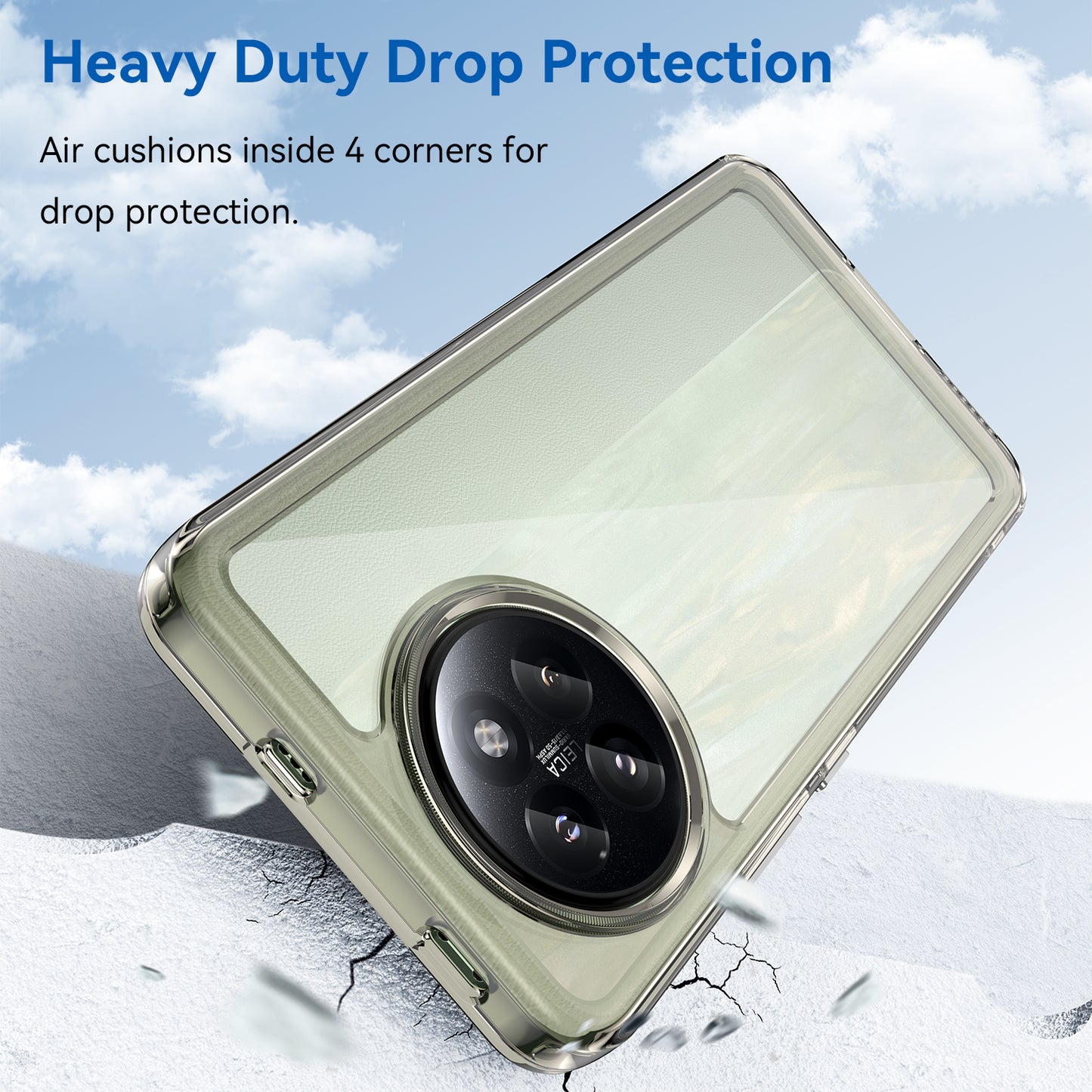 For Xiaomi Civi 4 Pro 5G Case Protective TPU Frame Clear Acrylic Phone Shell - Transparent Grey