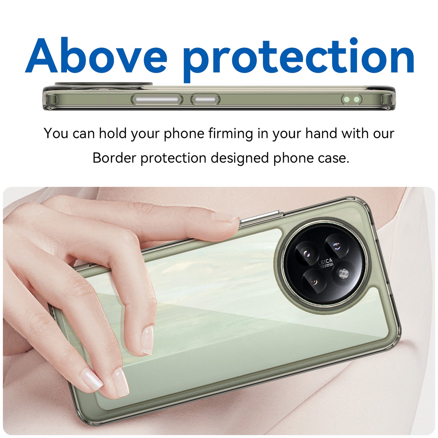 For Xiaomi Civi 4 Pro 5G Case Protective TPU Frame Clear Acrylic Phone Shell - Transparent Grey