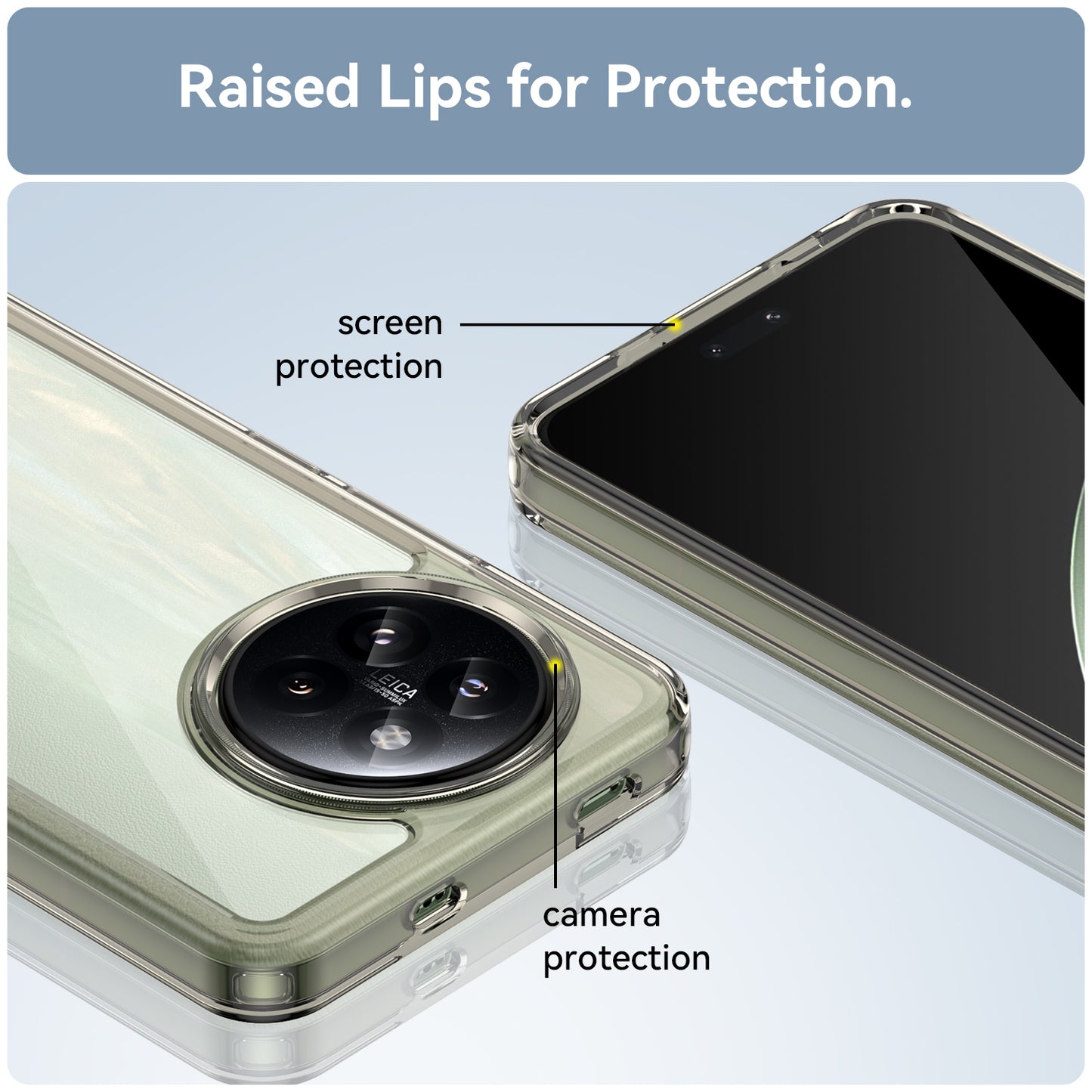 For Xiaomi Civi 4 Pro 5G Case Protective TPU Frame Clear Acrylic Phone Shell - Transparent Grey