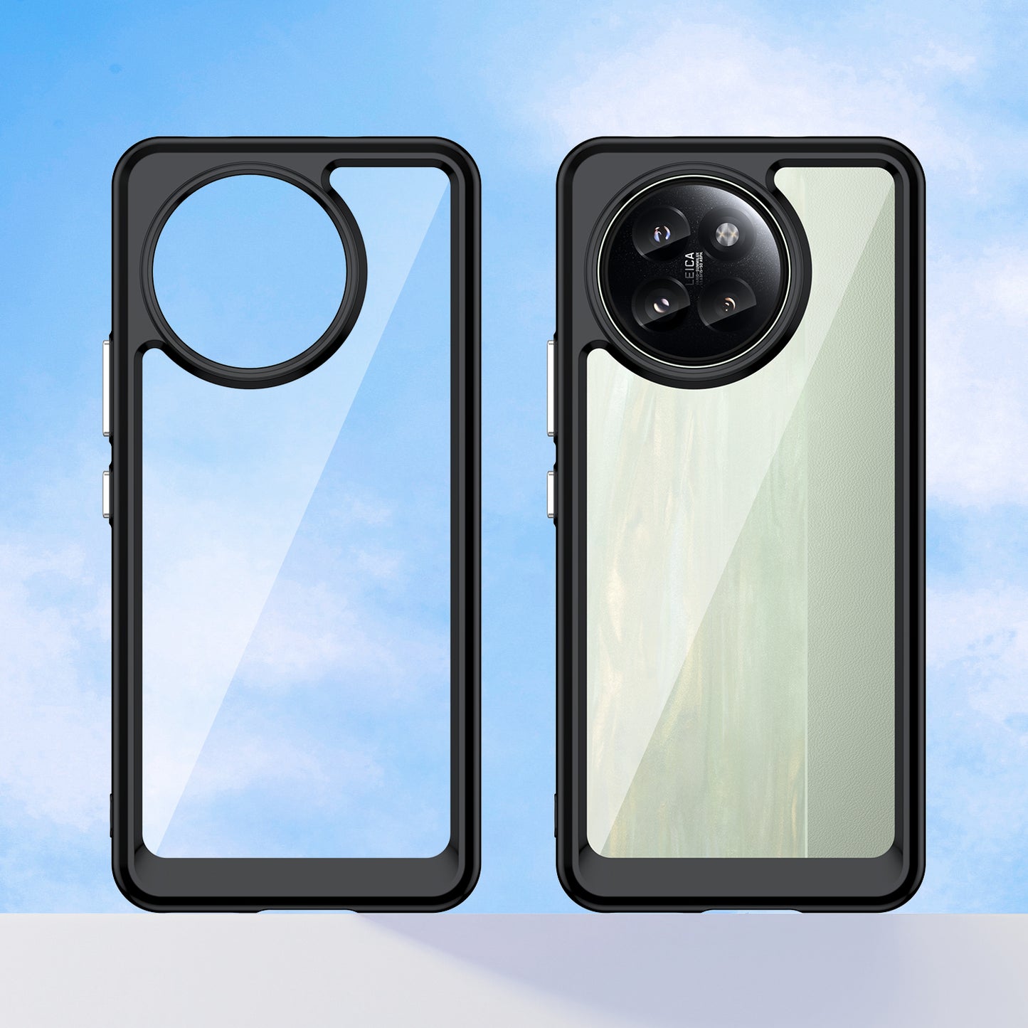 For Xiaomi Civi 4 Pro 5G Case Protective TPU Frame Clear Acrylic Phone Shell - Black