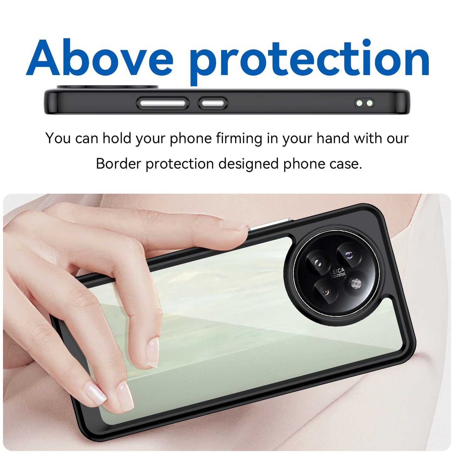 For Xiaomi Civi 4 Pro 5G Case Protective TPU Frame Clear Acrylic Phone Shell - Black