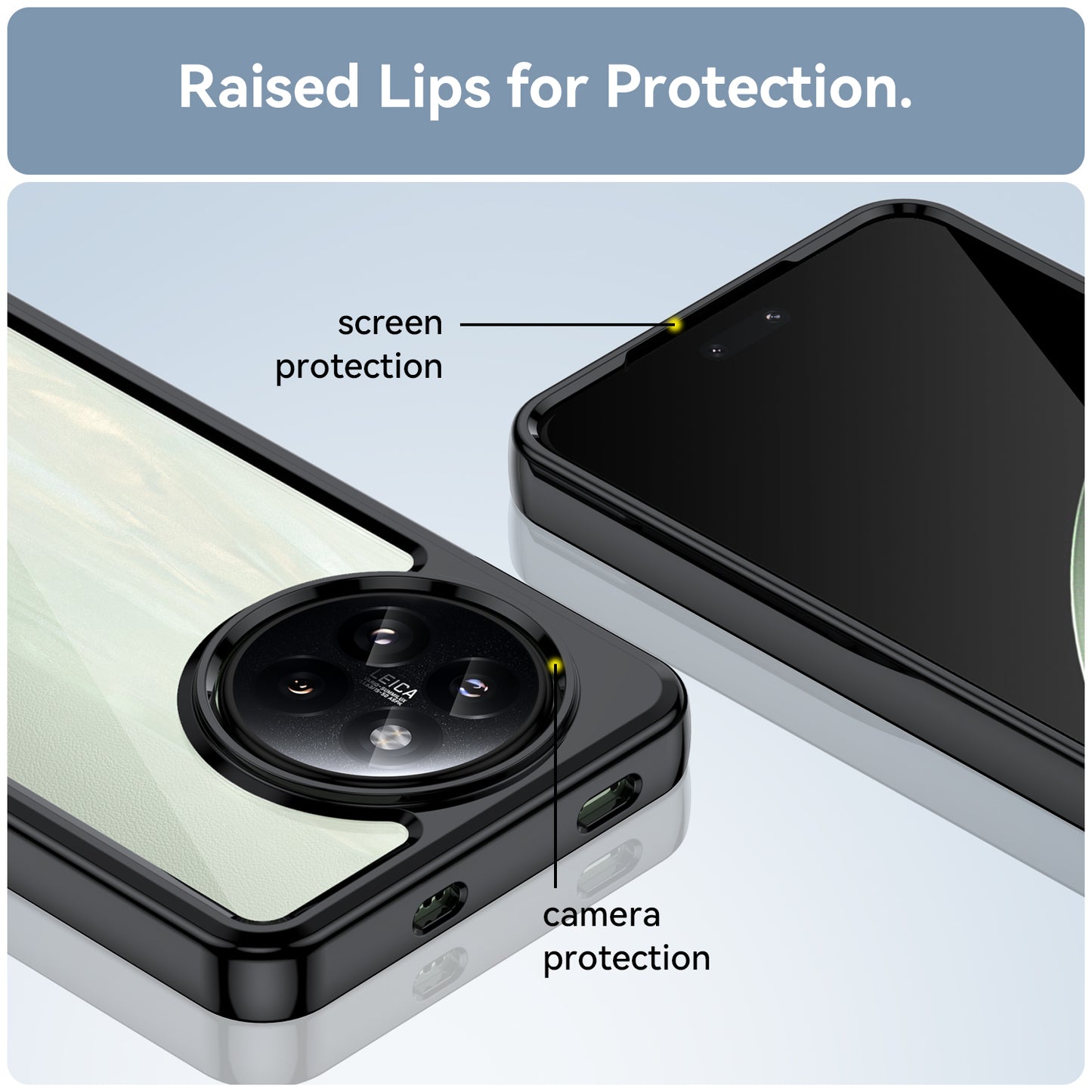 For Xiaomi Civi 4 Pro 5G Case Protective TPU Frame Clear Acrylic Phone Shell - Black