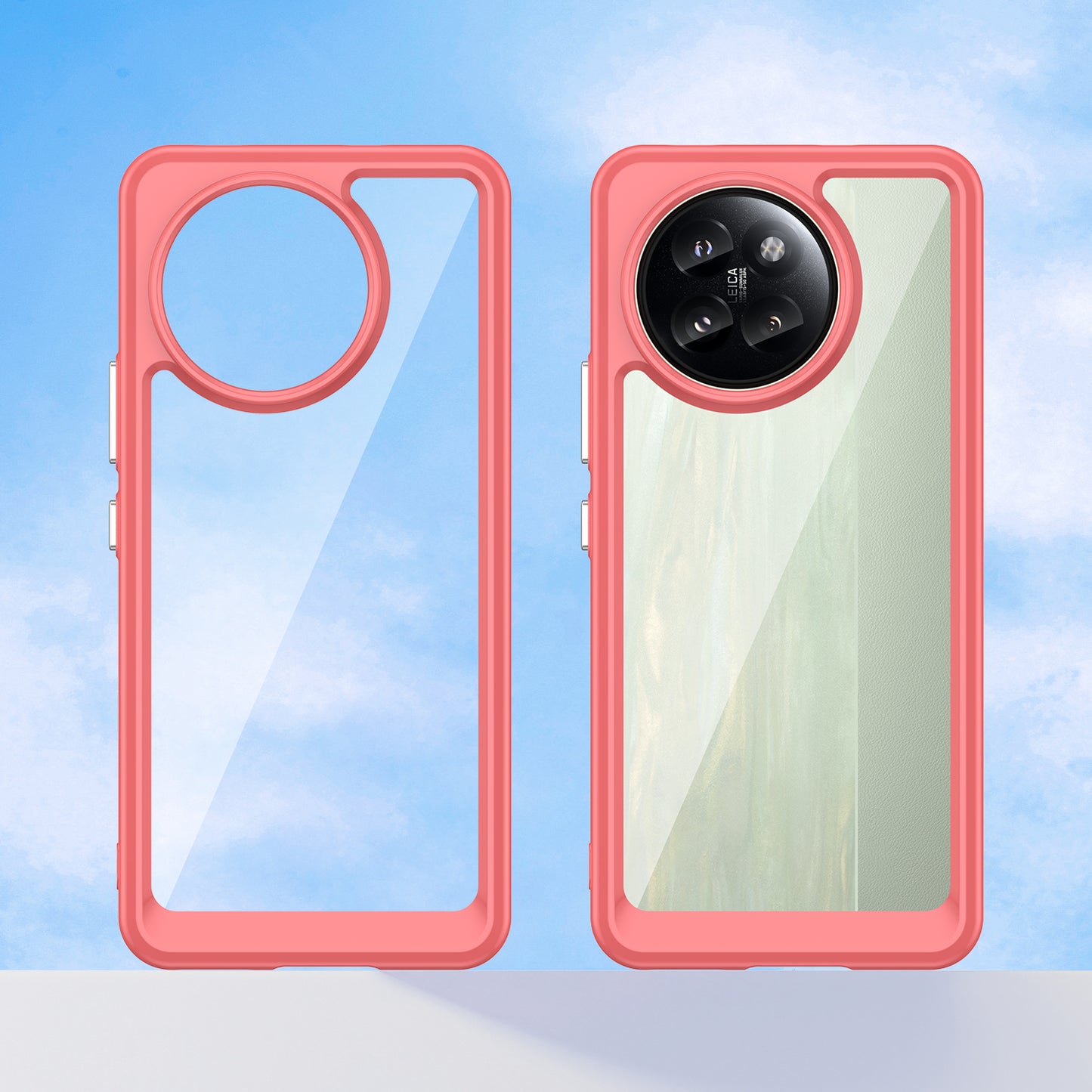For Xiaomi Civi 4 Pro 5G Case Protective TPU Frame Clear Acrylic Phone Shell - Red