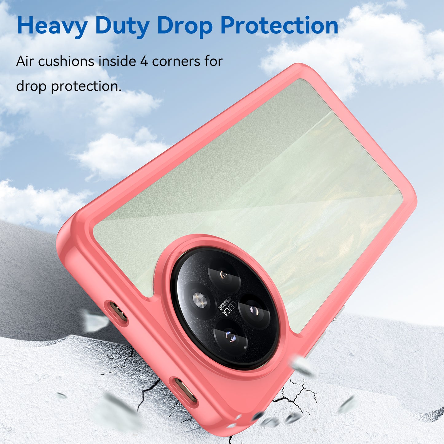 For Xiaomi Civi 4 Pro 5G Case Protective TPU Frame Clear Acrylic Phone Shell - Red