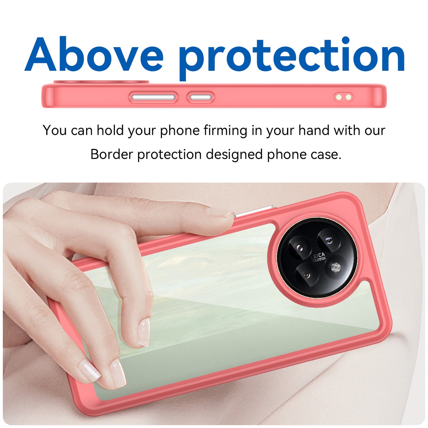 For Xiaomi Civi 4 Pro 5G Case Protective TPU Frame Clear Acrylic Phone Shell - Red