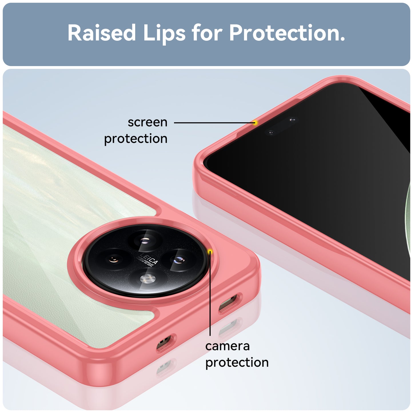 For Xiaomi Civi 4 Pro 5G Case Protective TPU Frame Clear Acrylic Phone Shell - Red