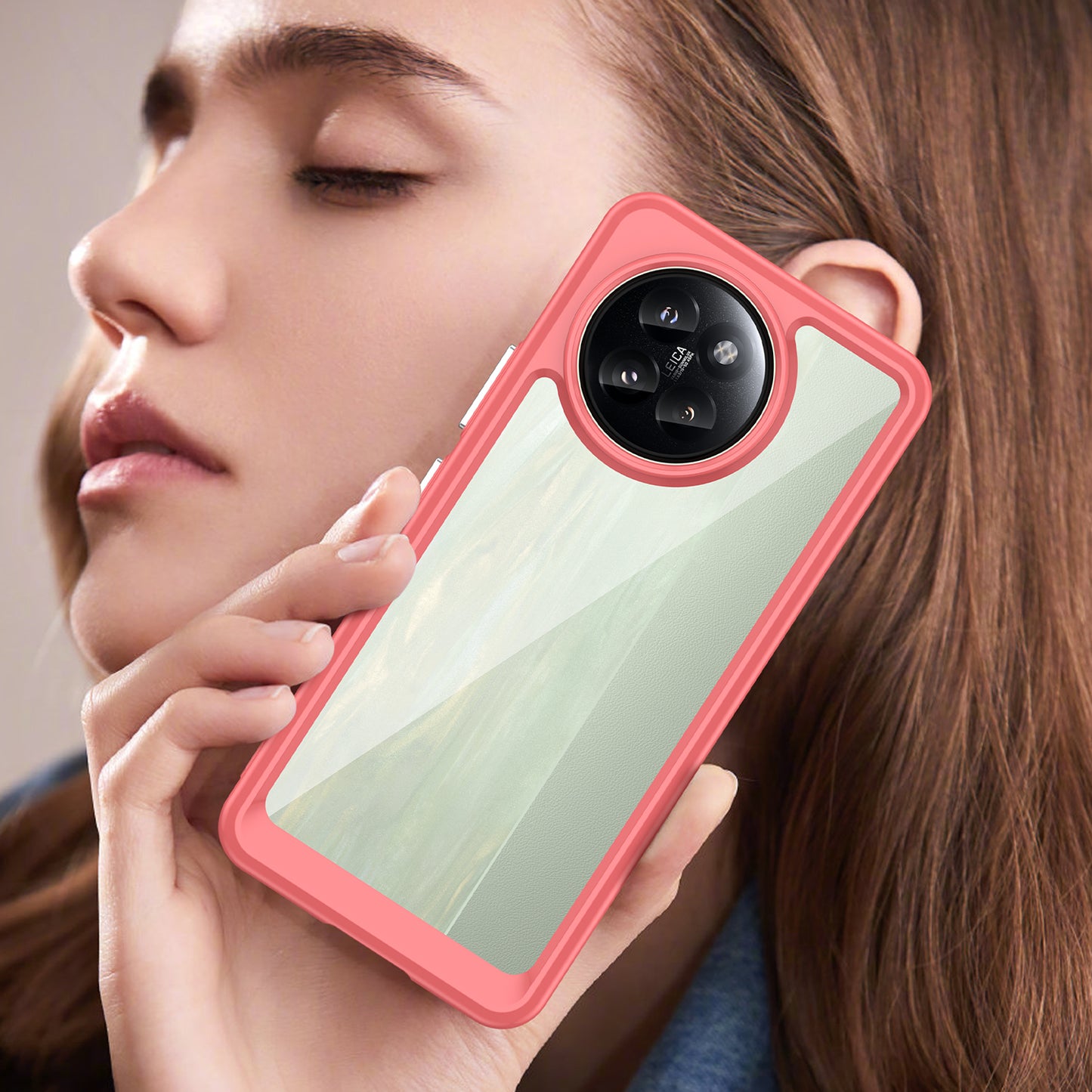 For Xiaomi Civi 4 Pro 5G Case Protective TPU Frame Clear Acrylic Phone Shell - Red