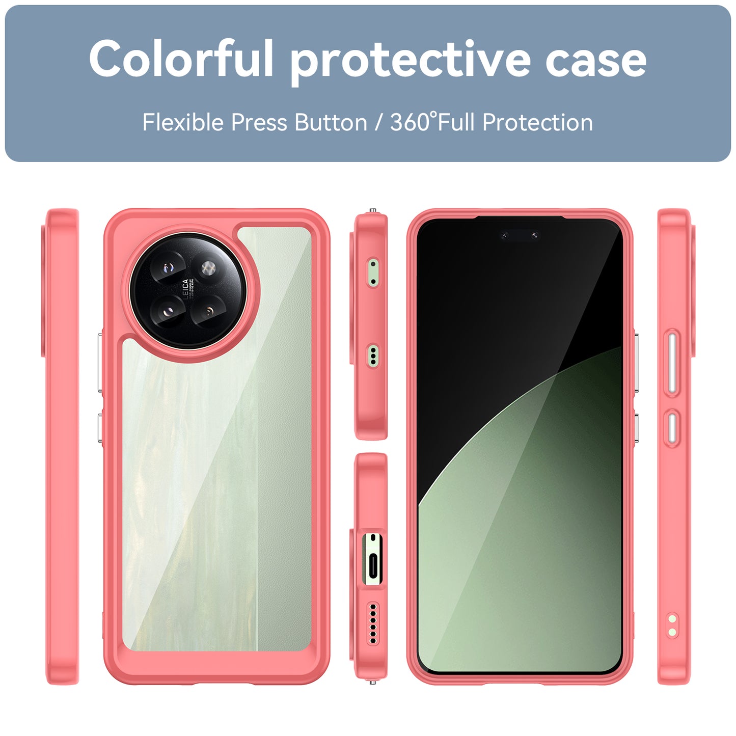 For Xiaomi Civi 4 Pro 5G Case Protective TPU Frame Clear Acrylic Phone Shell - Red