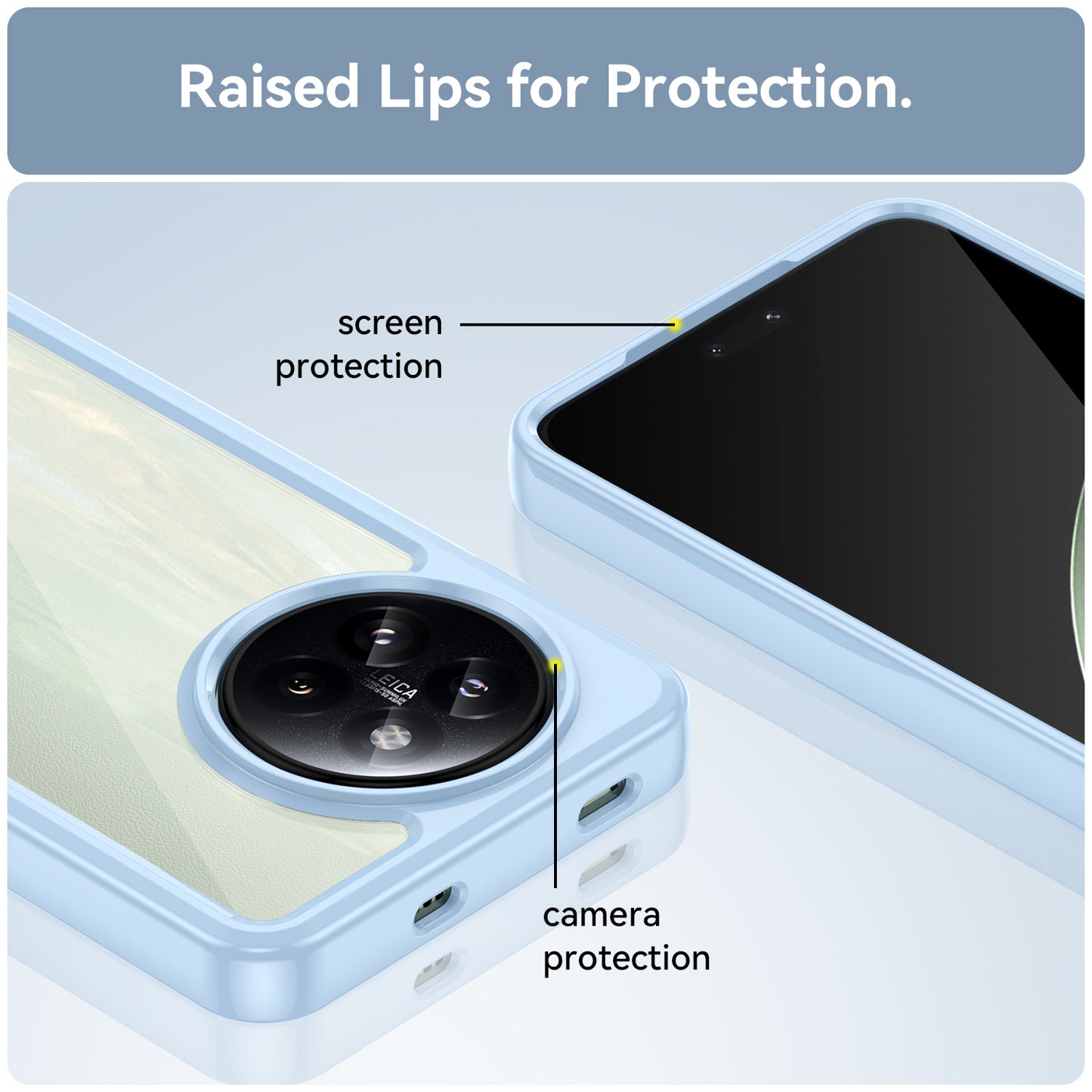 For Xiaomi Civi 4 Pro 5G Case Protective TPU Frame Clear Acrylic Phone Shell - Blue
