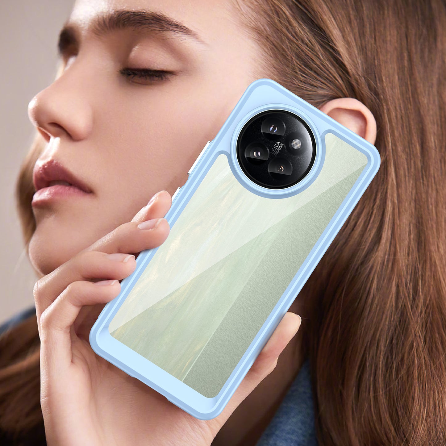 For Xiaomi Civi 4 Pro 5G Case Protective TPU Frame Clear Acrylic Phone Shell - Blue