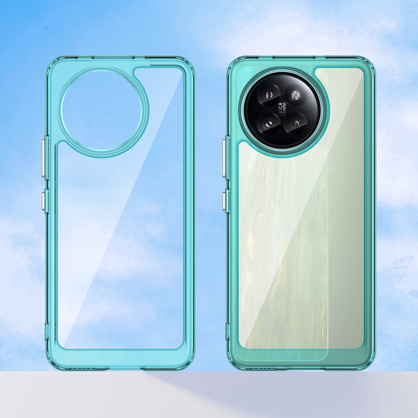 For Xiaomi Civi 4 Pro 5G Case Protective TPU Frame Clear Acrylic Phone Shell - Transparent Blue