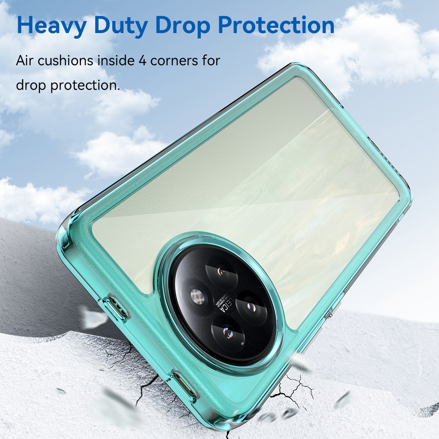 For Xiaomi Civi 4 Pro 5G Case Protective TPU Frame Clear Acrylic Phone Shell - Transparent Blue