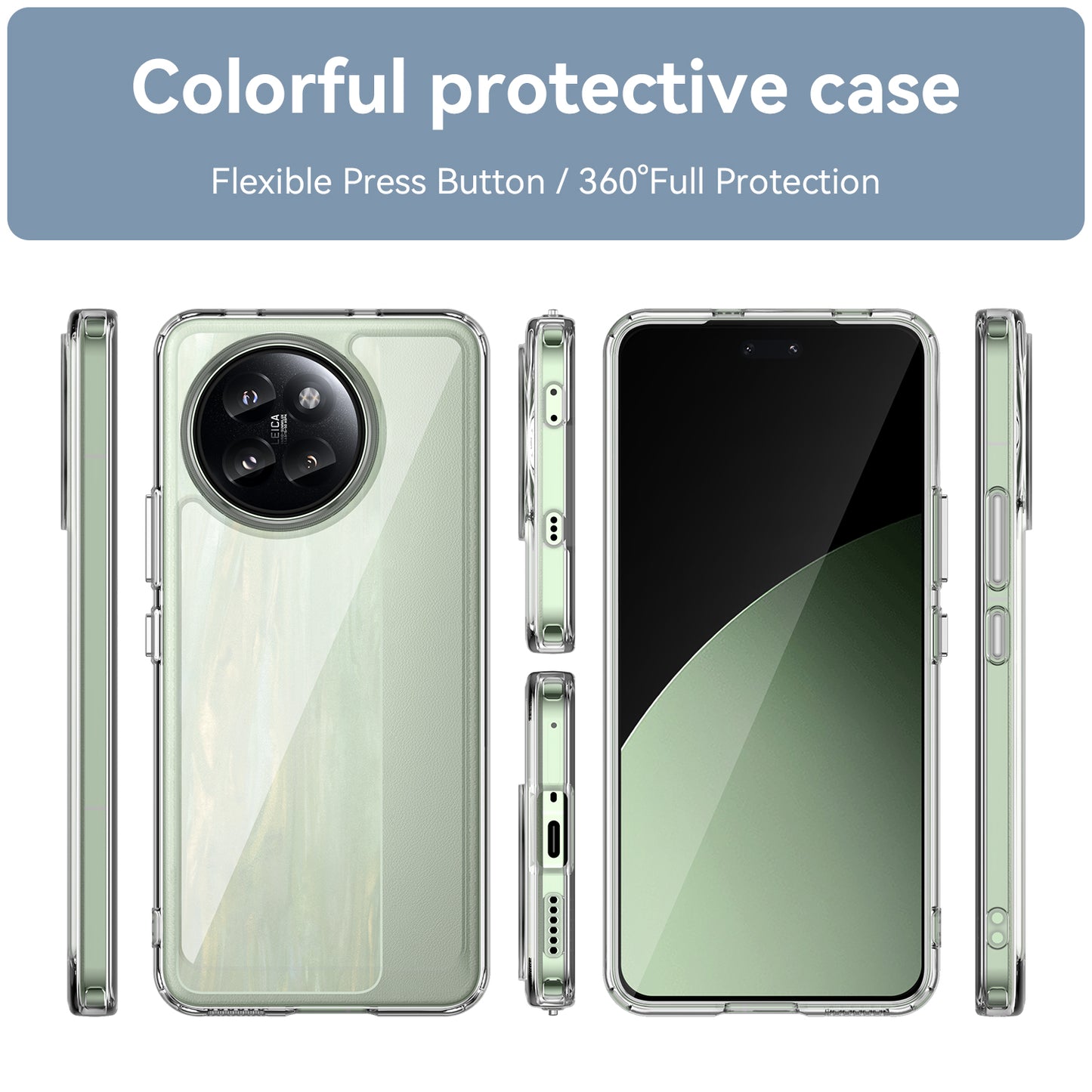For Xiaomi Civi 4 Pro 5G Case Protective TPU Frame Clear Acrylic Phone Shell - Transparent