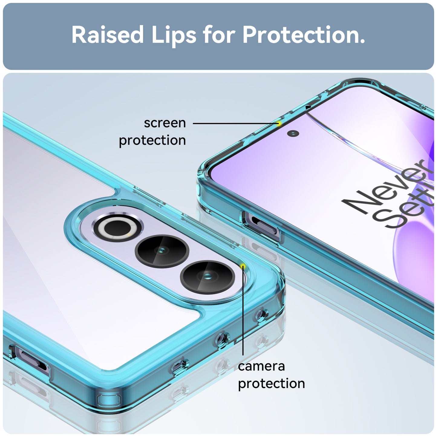 For OnePlus Ace 3V 5G Case TPU Frame Clear Acrylic Phone Shell Wholesale Cell Phone Accessories - Transparent Blue