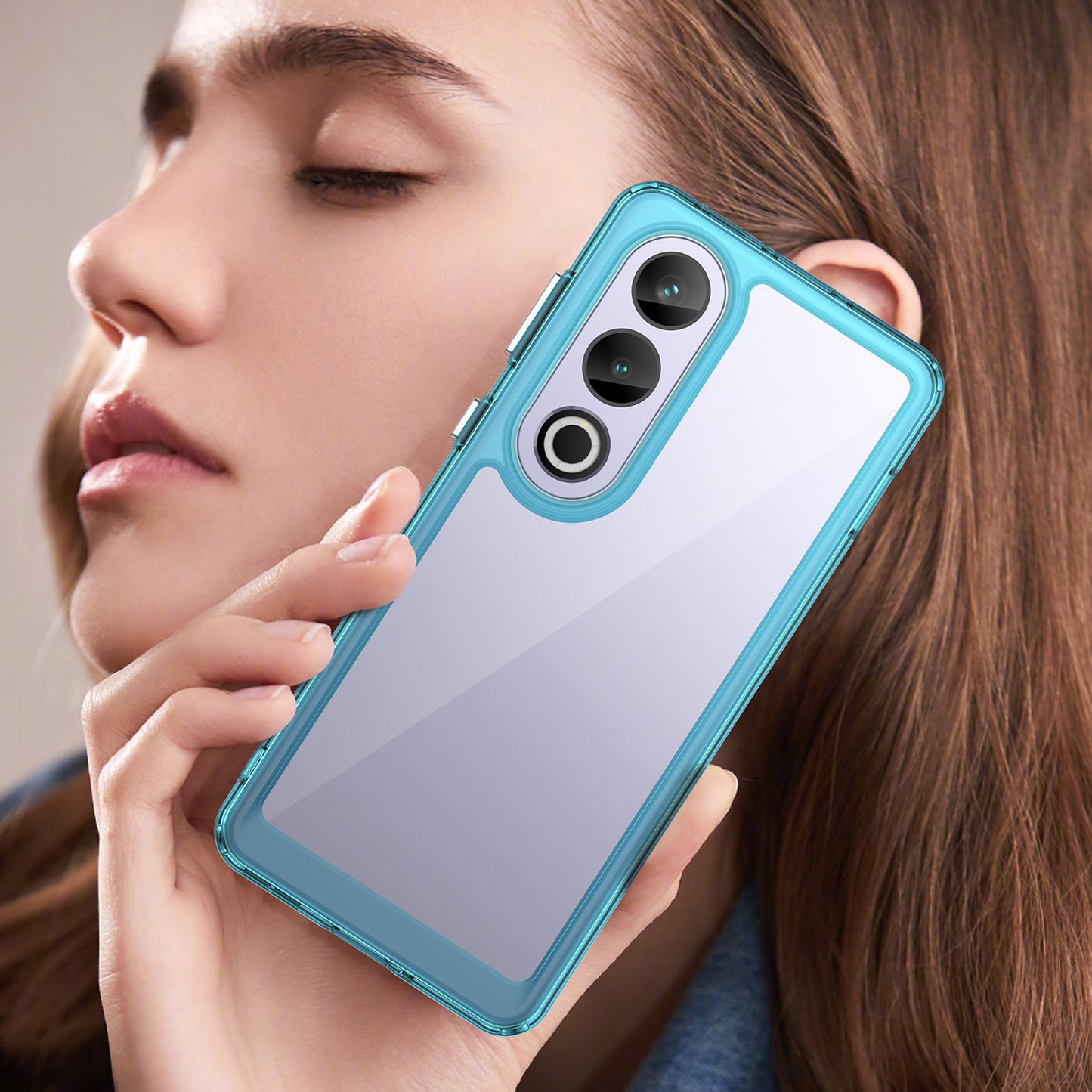 For OnePlus Ace 3V 5G Case TPU Frame Clear Acrylic Phone Shell Wholesale Cell Phone Accessories - Transparent Blue