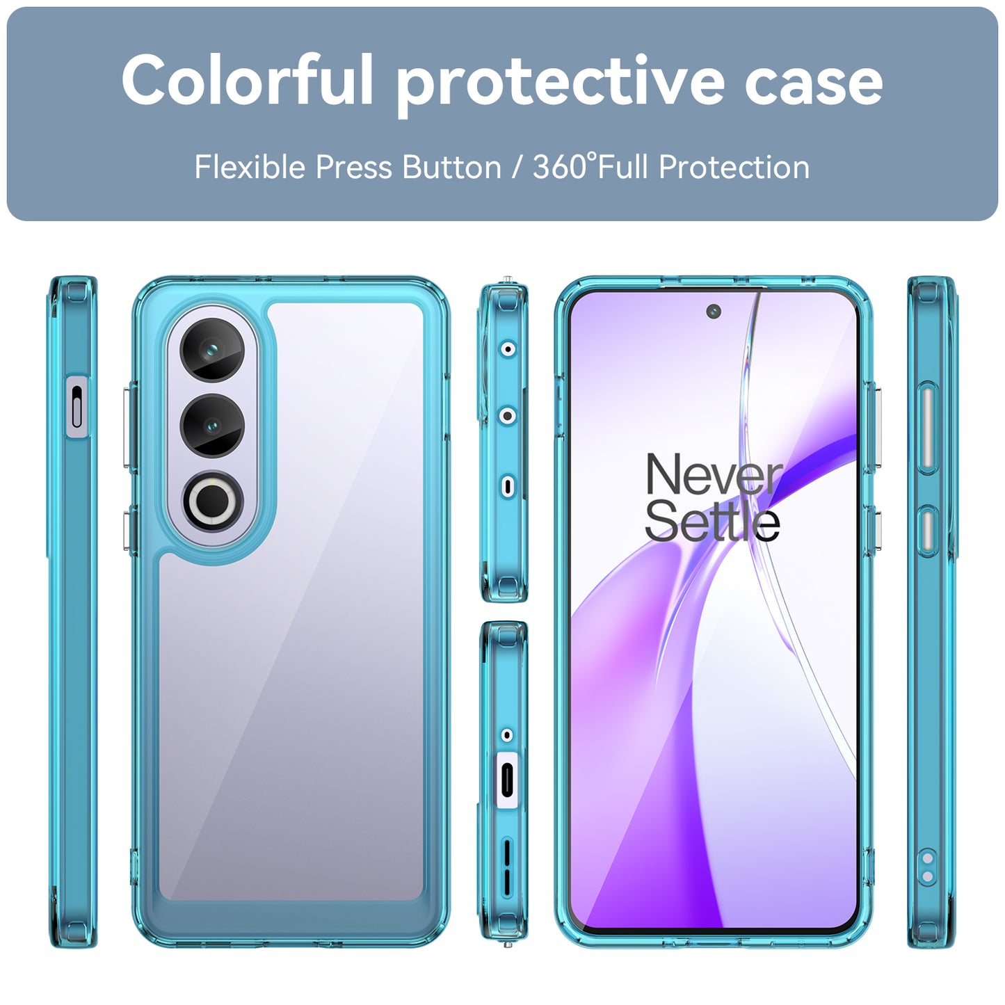 For OnePlus Ace 3V 5G Case TPU Frame Clear Acrylic Phone Shell Wholesale Cell Phone Accessories - Transparent Blue