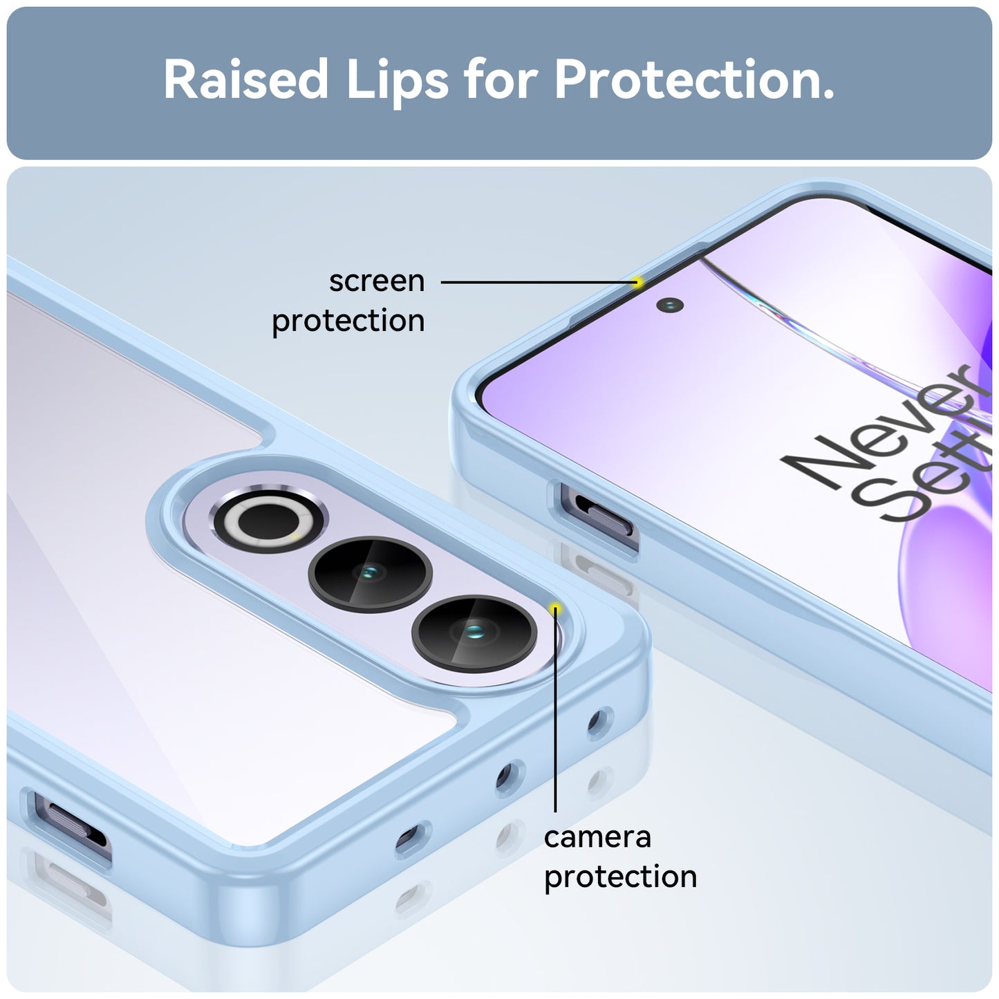 For OnePlus Ace 3V 5G Case TPU Frame Clear Acrylic Phone Shell Wholesale Cell Phone Accessories - Blue