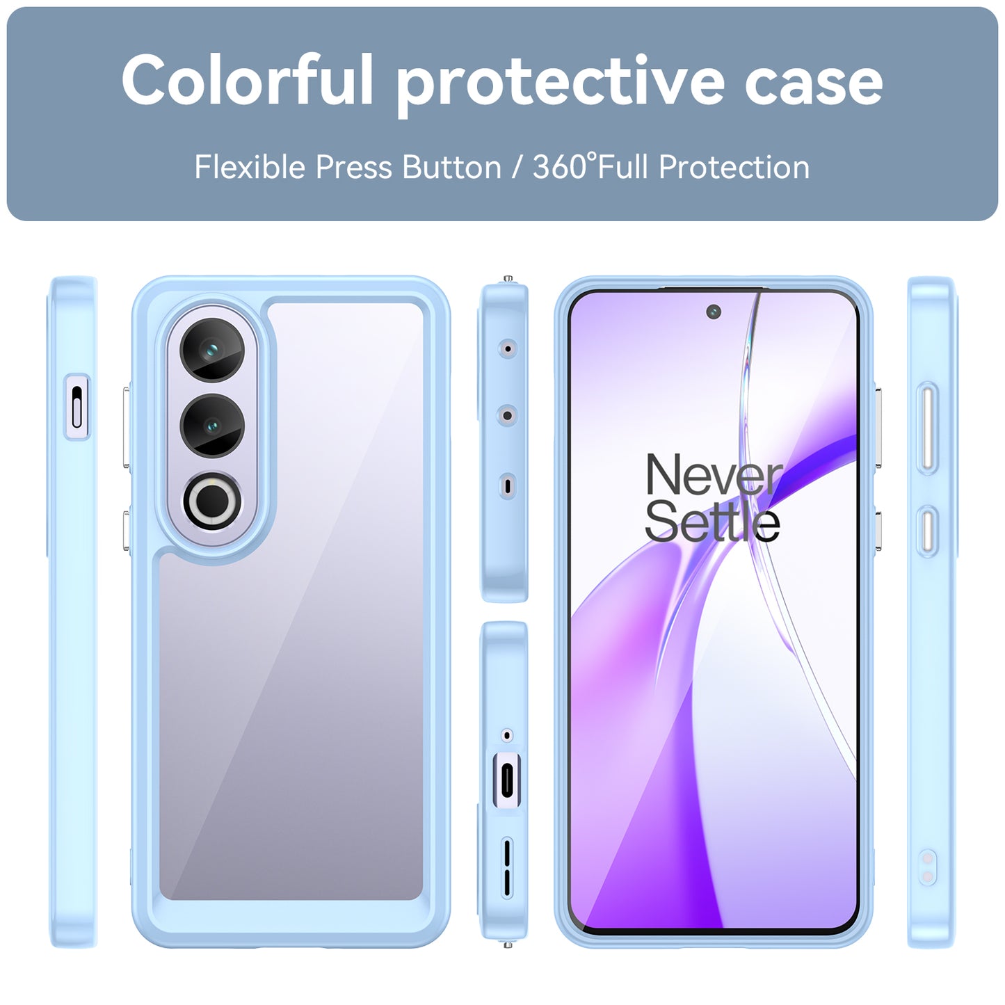 For OnePlus Ace 3V 5G Case TPU Frame Clear Acrylic Phone Shell Wholesale Cell Phone Accessories - Blue