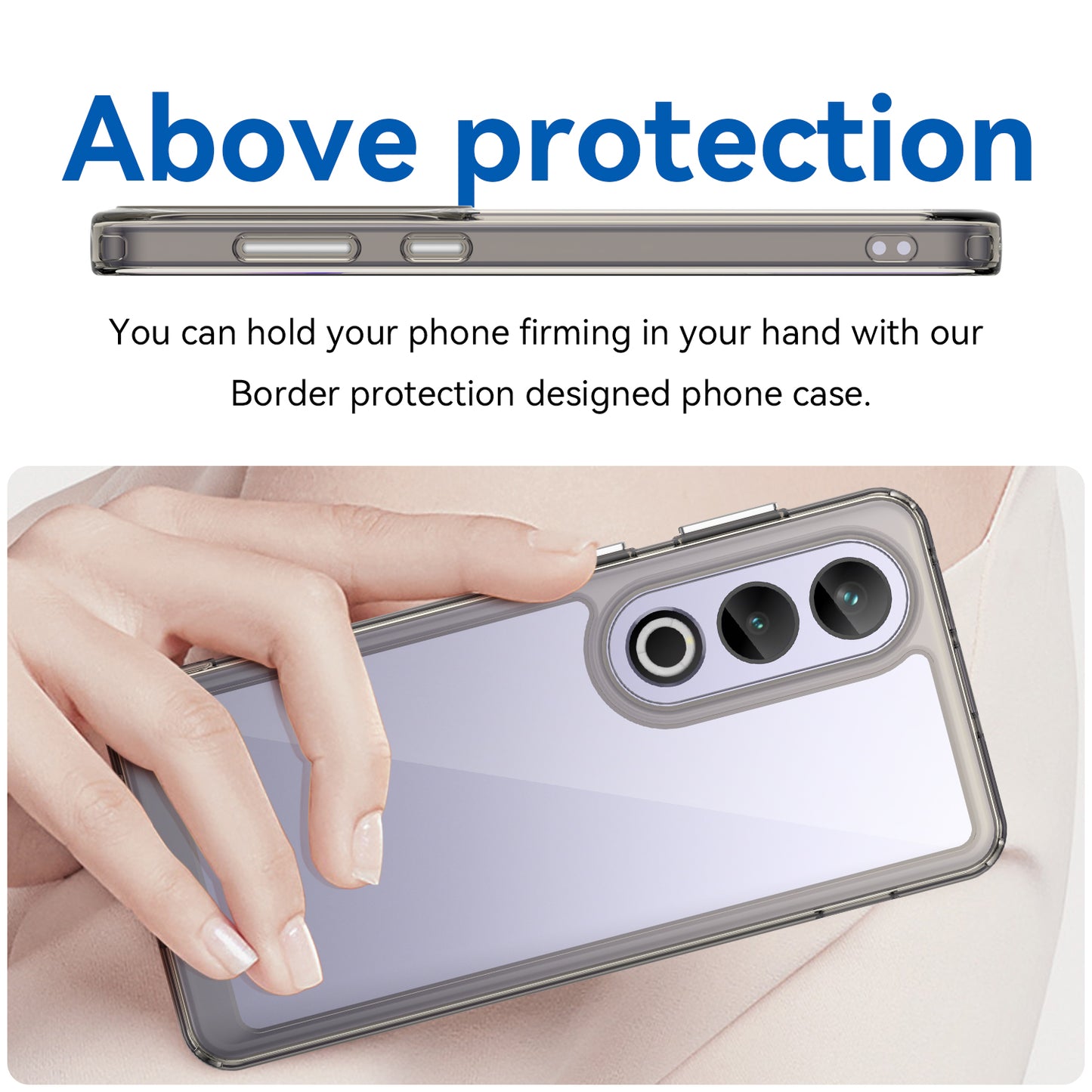 For OnePlus Ace 3V 5G Case TPU Frame Clear Acrylic Phone Shell Wholesale Cell Phone Accessories - Transparent Grey