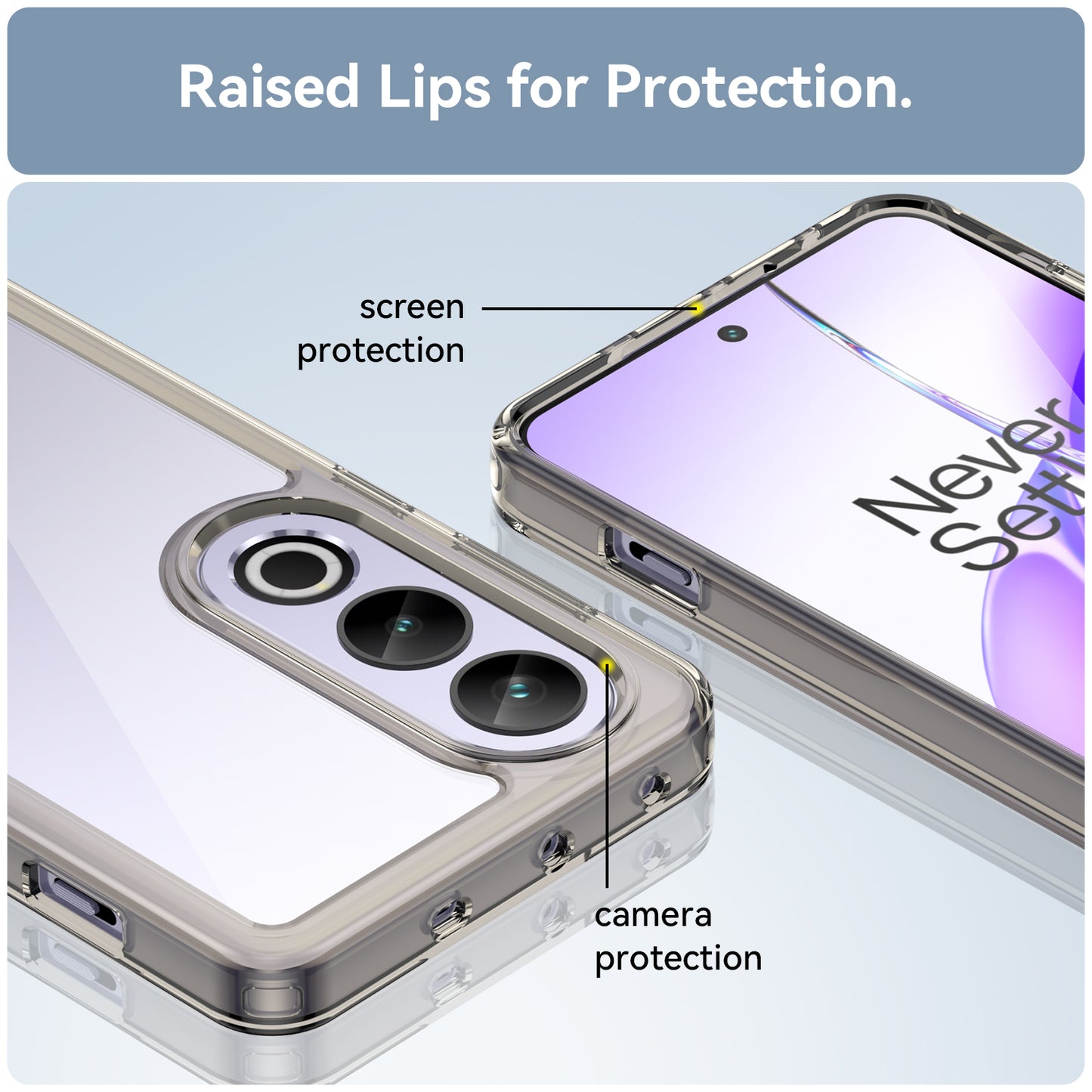 For OnePlus Ace 3V 5G Case TPU Frame Clear Acrylic Phone Shell Wholesale Cell Phone Accessories - Transparent Grey