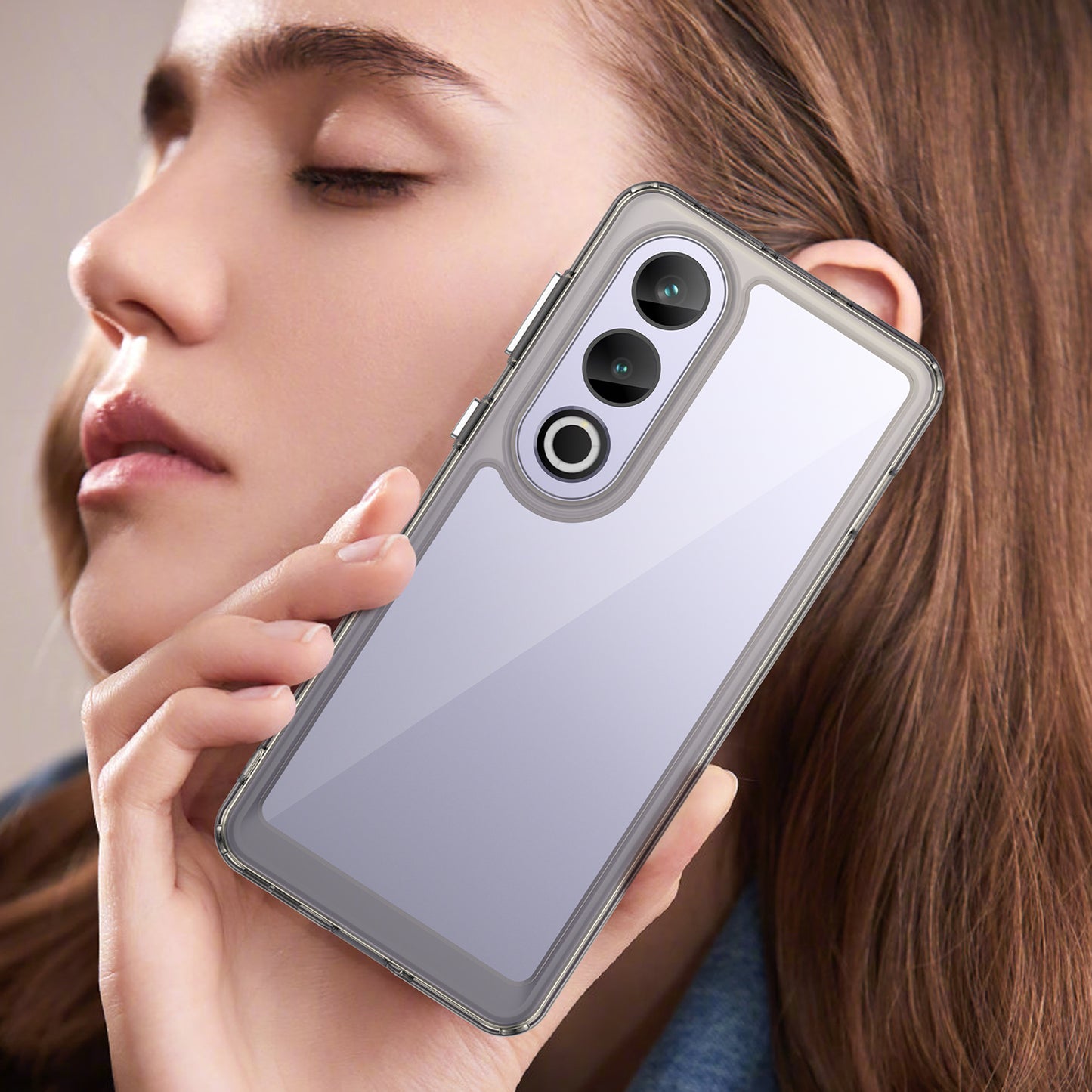 For OnePlus Ace 3V 5G Case TPU Frame Clear Acrylic Phone Shell Wholesale Cell Phone Accessories - Transparent Grey