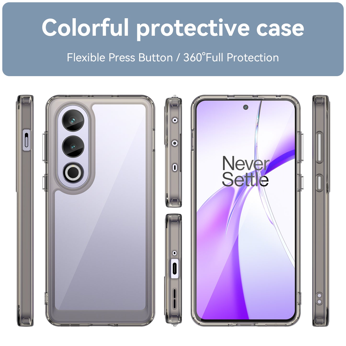For OnePlus Ace 3V 5G Case TPU Frame Clear Acrylic Phone Shell Wholesale Cell Phone Accessories - Transparent Grey
