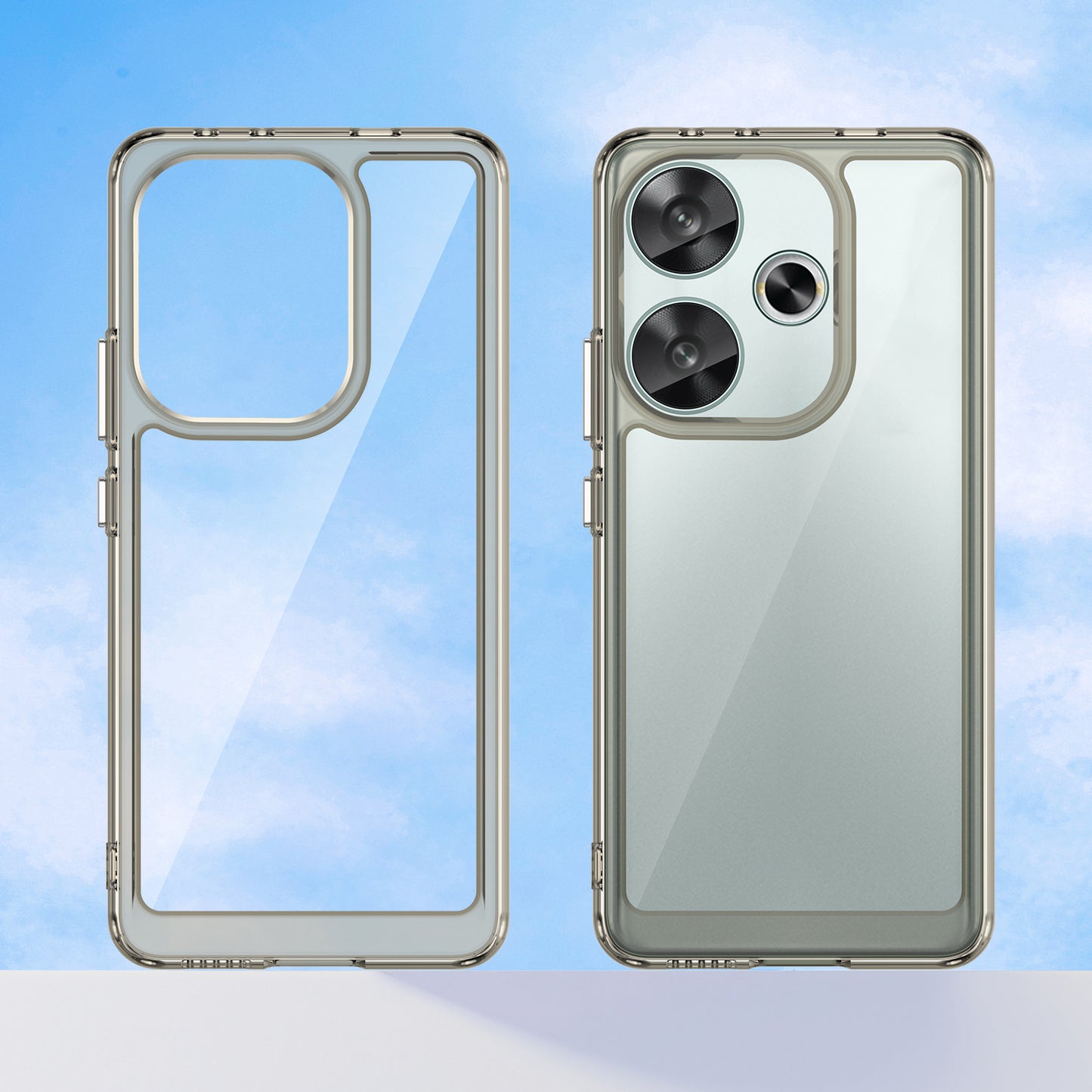 For Xiaomi Redmi Turbo 3 5G Case TPU+Acrylic Phone Shell Mobile Accessories Wholesale - Transparent Grey